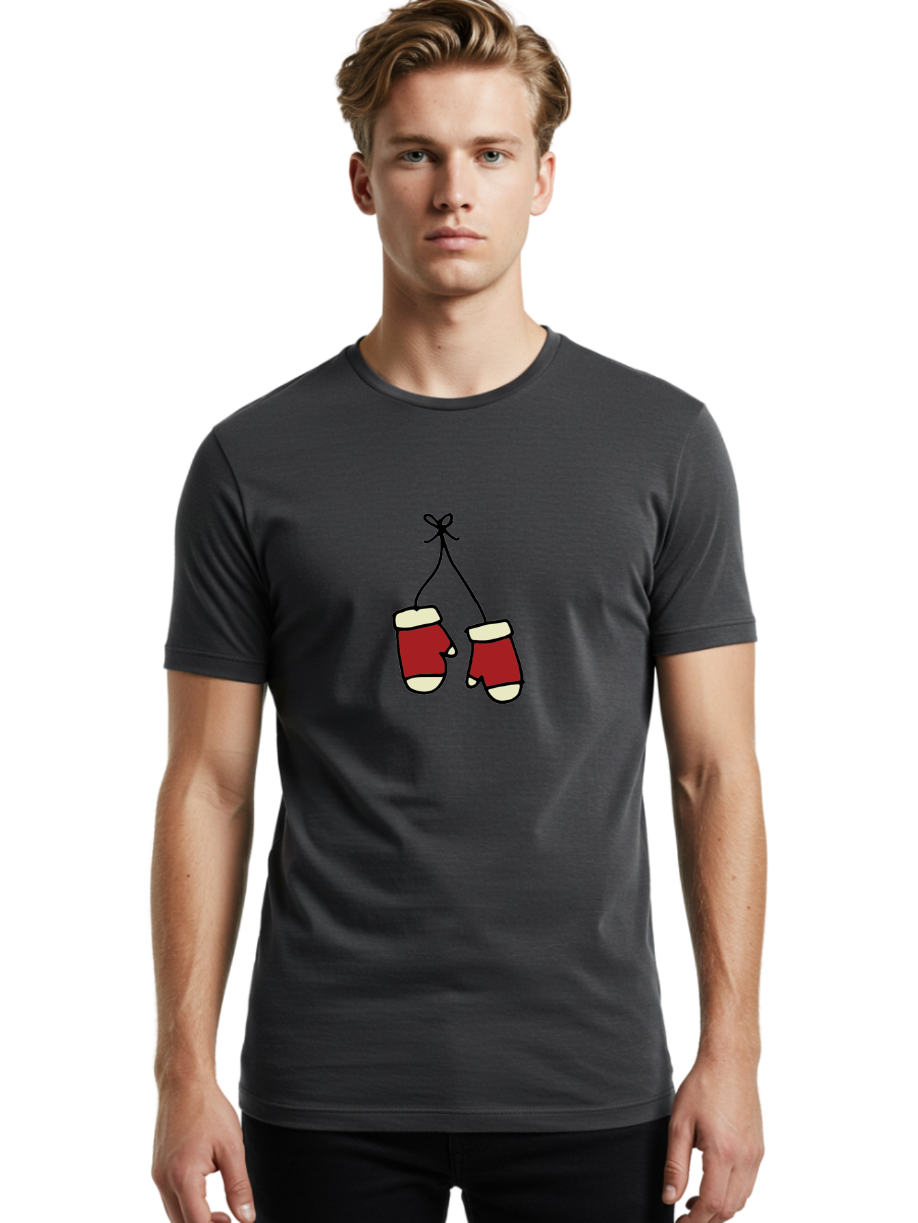 Hanging-Boxing-Gloves Men'S Graphic Tee, 100% Cotton, Comfortable Casual Summer Wear, Machine Washable, Christmas Stockings Hanging, Festive Decorations, Holiday Season, Red And White Stockings, Christmas Gifts, Festive Atmosphere, -  Aaa909 24