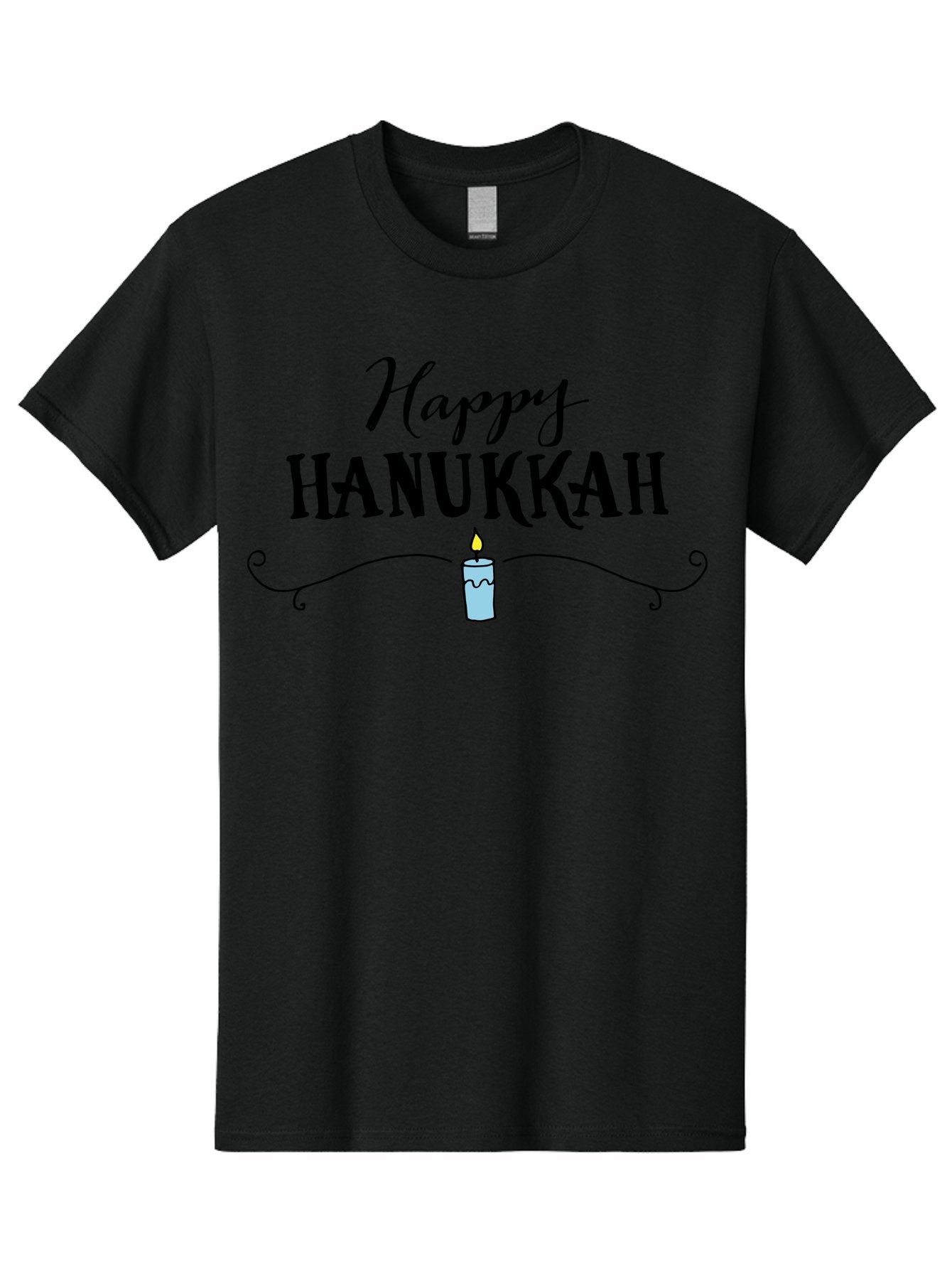Happy-Hanukkah Men'S Graphic Tee, 100% Cotton, Comfortable Casual Summer Wear, Machine Washable, Happy Hanukkah, Hanukkah Candle, Menorah Candle, Jewish Holiday, Festive Greeting, Traditional Celebration, Holiday Wishes, Menorah Traditions -  Aaa912 4