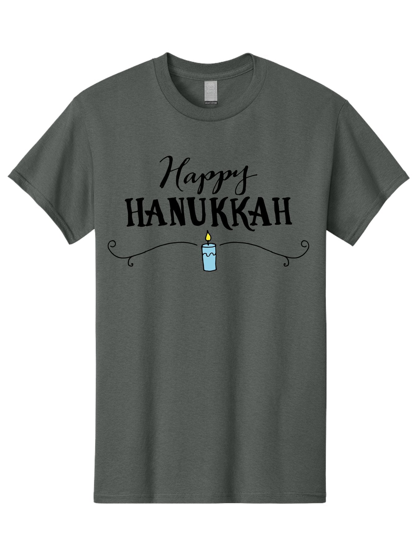 Happy-Hanukkah Men'S Graphic Tee, 100% Cotton, Comfortable Casual Summer Wear, Machine Washable, Happy Hanukkah, Hanukkah Candle, Menorah Candle, Jewish Holiday, Festive Greeting, Traditional Celebration, Holiday Wishes, Menorah Traditions -  Aaa912 15