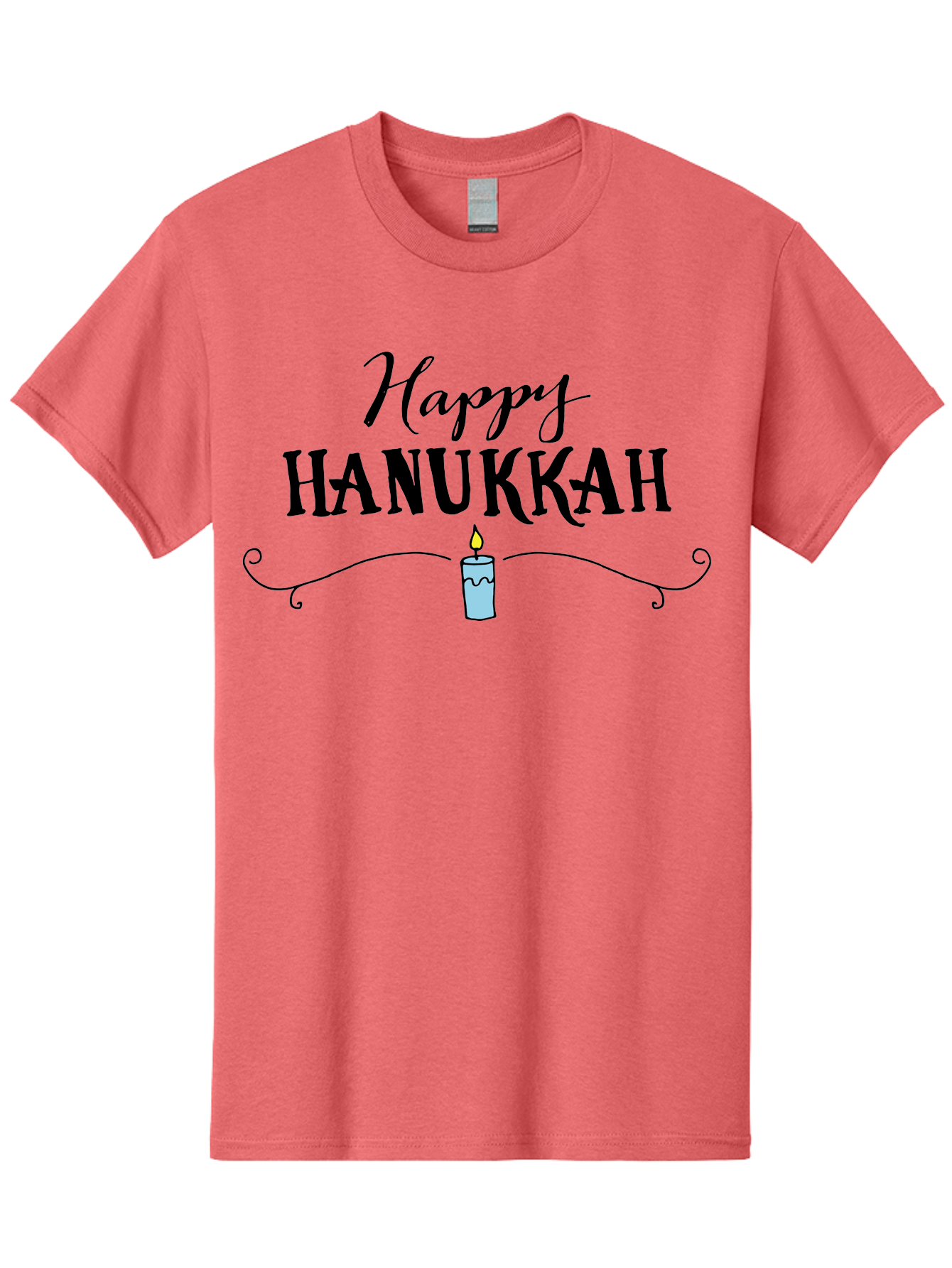 Happy-Hanukkah Men'S Graphic Tee, 100% Cotton, Comfortable Casual Summer Wear, Machine Washable, Happy Hanukkah, Hanukkah Candle, Menorah Candle, Jewish Holiday, Festive Greeting, Traditional Celebration, Holiday Wishes, Menorah Traditions -  Aaa912 5