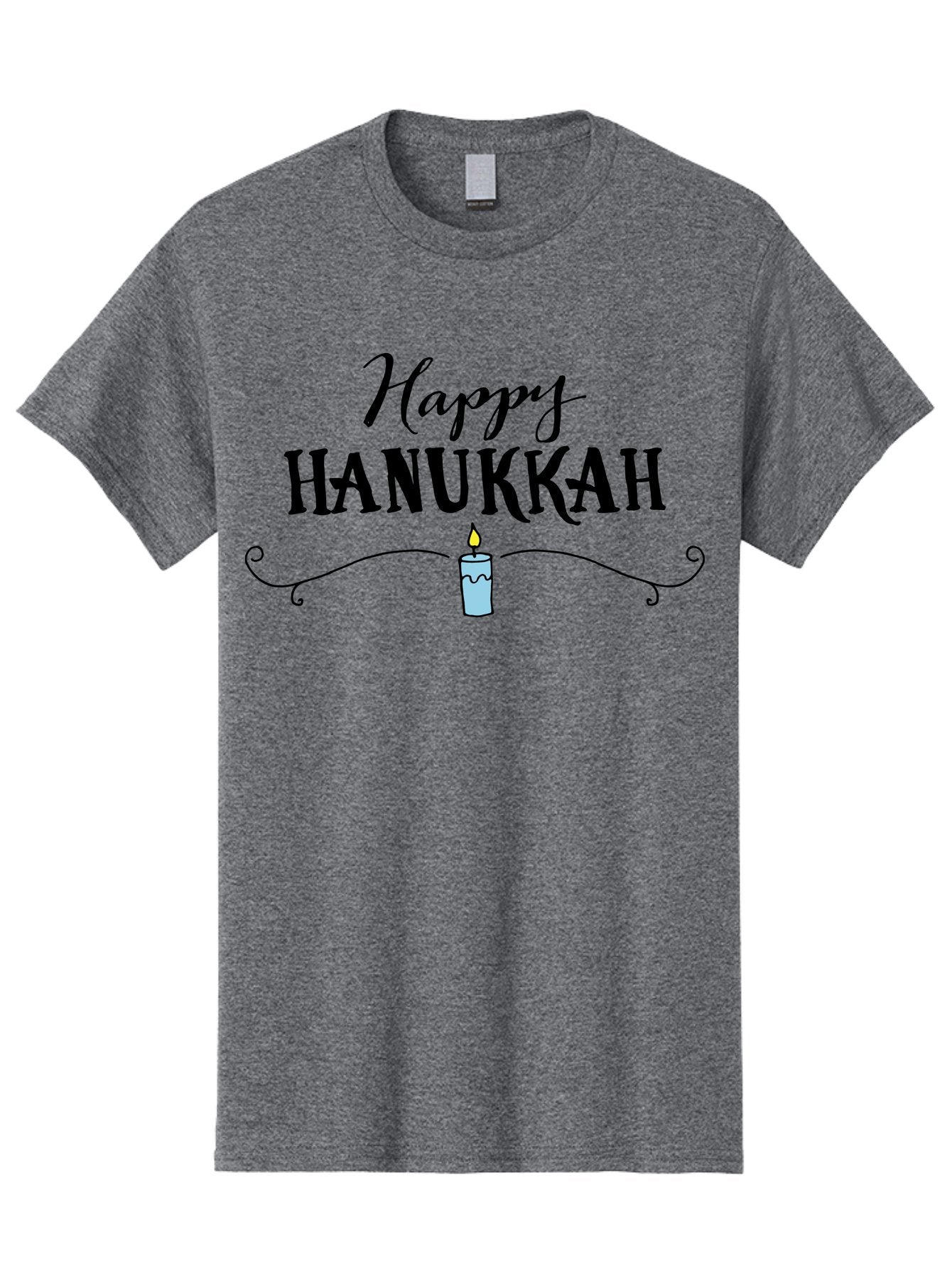 Happy-Hanukkah Men'S Graphic Tee, 100% Cotton, Comfortable Casual Summer Wear, Machine Washable, Happy Hanukkah, Hanukkah Candle, Menorah Candle, Jewish Holiday, Festive Greeting, Traditional Celebration, Holiday Wishes, Menorah Traditions -  Aaa912 9
