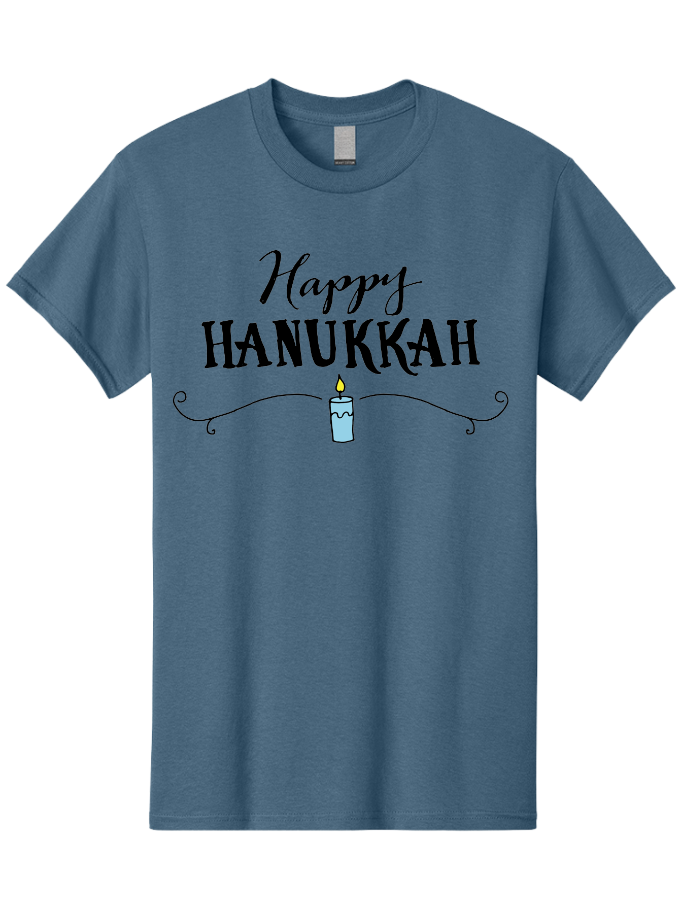 Happy-Hanukkah Men'S Graphic Tee, 100% Cotton, Comfortable Casual Summer Wear, Machine Washable, Happy Hanukkah, Hanukkah Candle, Menorah Candle, Jewish Holiday, Festive Greeting, Traditional Celebration, Holiday Wishes, Menorah Traditions -  Aaa912 11