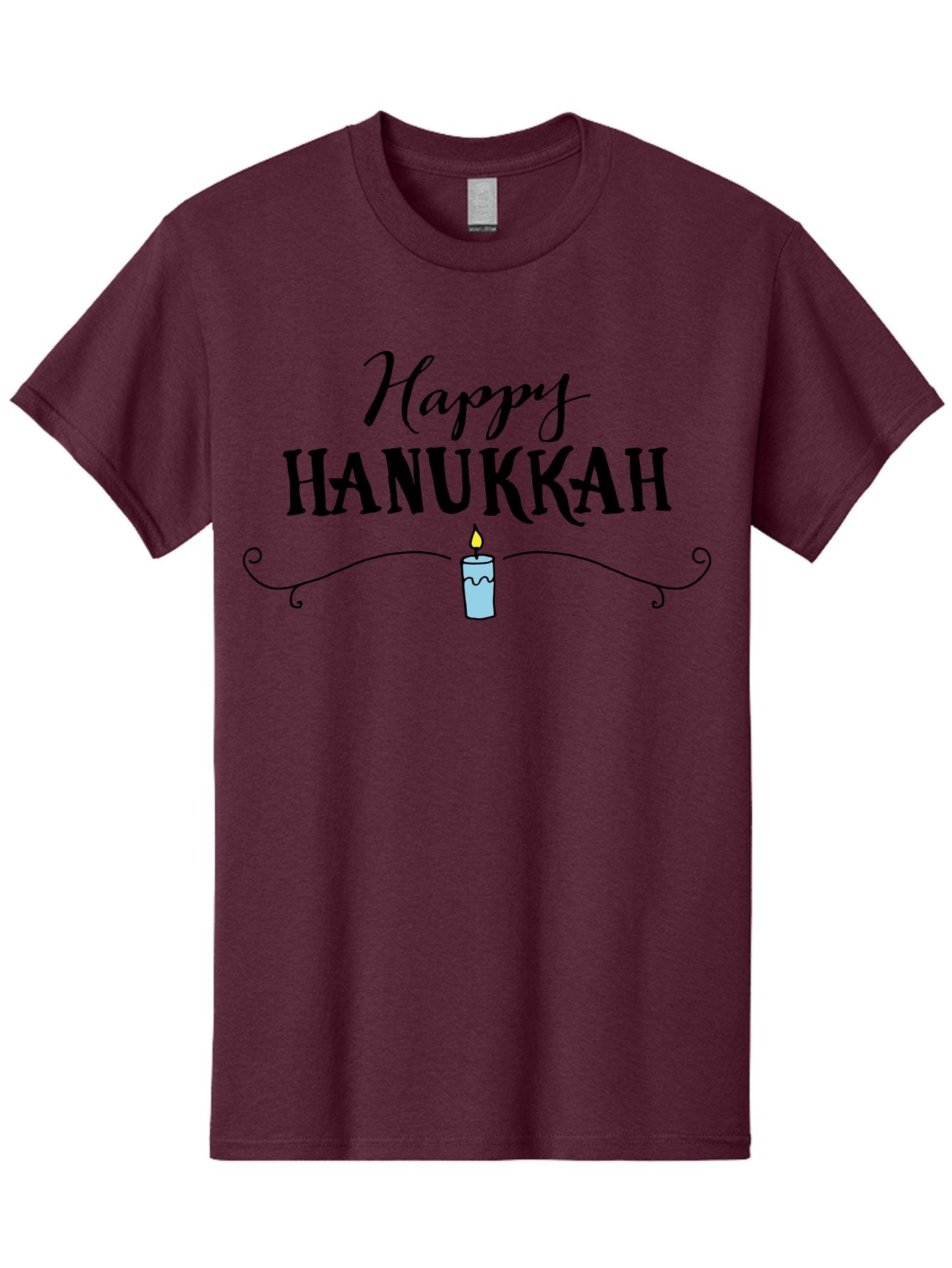 Happy-Hanukkah Men'S Graphic Tee, 100% Cotton, Comfortable Casual Summer Wear, Machine Washable, Happy Hanukkah, Hanukkah Candle, Menorah Candle, Jewish Holiday, Festive Greeting, Traditional Celebration, Holiday Wishes, Menorah Traditions -  Aaa912 13