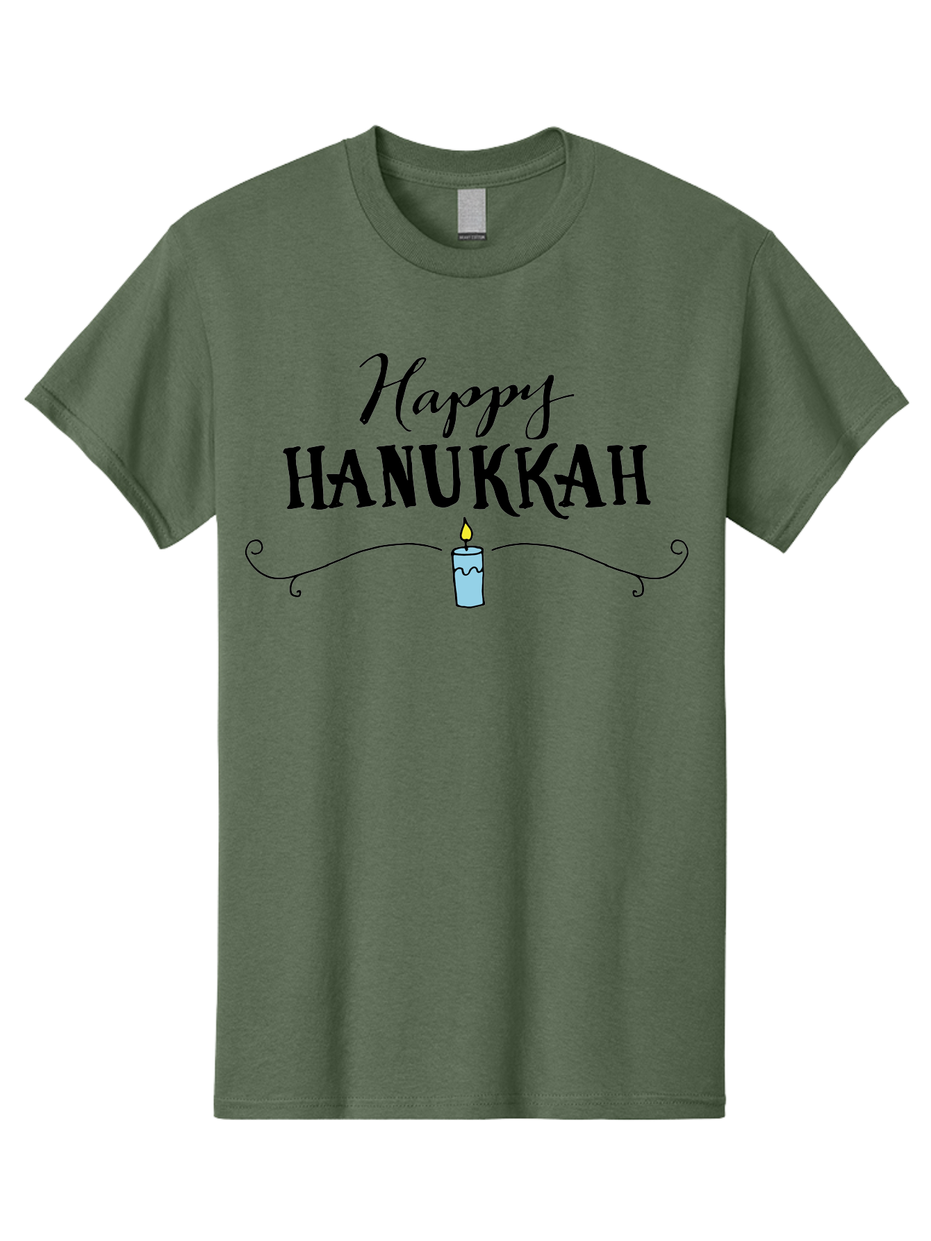 Happy-Hanukkah Men'S Graphic Tee, 100% Cotton, Comfortable Casual Summer Wear, Machine Washable, Happy Hanukkah, Hanukkah Candle, Menorah Candle, Jewish Holiday, Festive Greeting, Traditional Celebration, Holiday Wishes, Menorah Traditions -  Aaa912 15