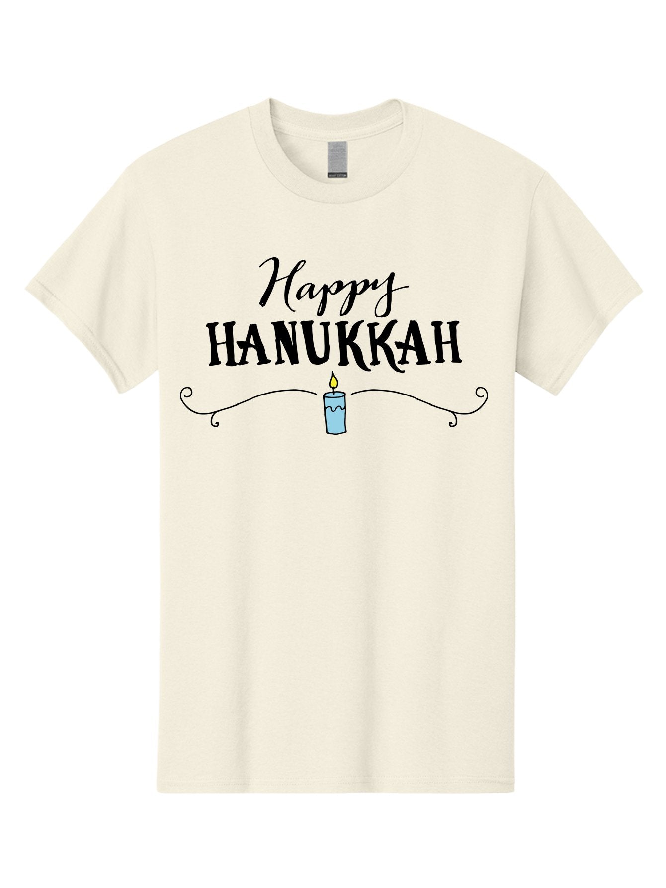 Happy-Hanukkah Men'S Graphic Tee, 100% Cotton, Comfortable Casual Summer Wear, Machine Washable, Happy Hanukkah, Hanukkah Candle, Menorah Candle, Jewish Holiday, Festive Greeting, Traditional Celebration, Holiday Wishes, Menorah Traditions -  Aaa912 14