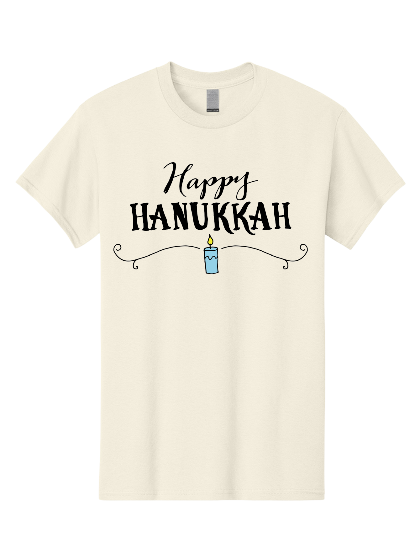 Happy-Hanukkah Men'S Graphic Tee, 100% Cotton, Comfortable Casual Summer Wear, Machine Washable, Happy Hanukkah, Hanukkah Candle, Menorah Candle, Jewish Holiday, Festive Greeting, Traditional Celebration, Holiday Wishes, Menorah Traditions -  Aaa912 17