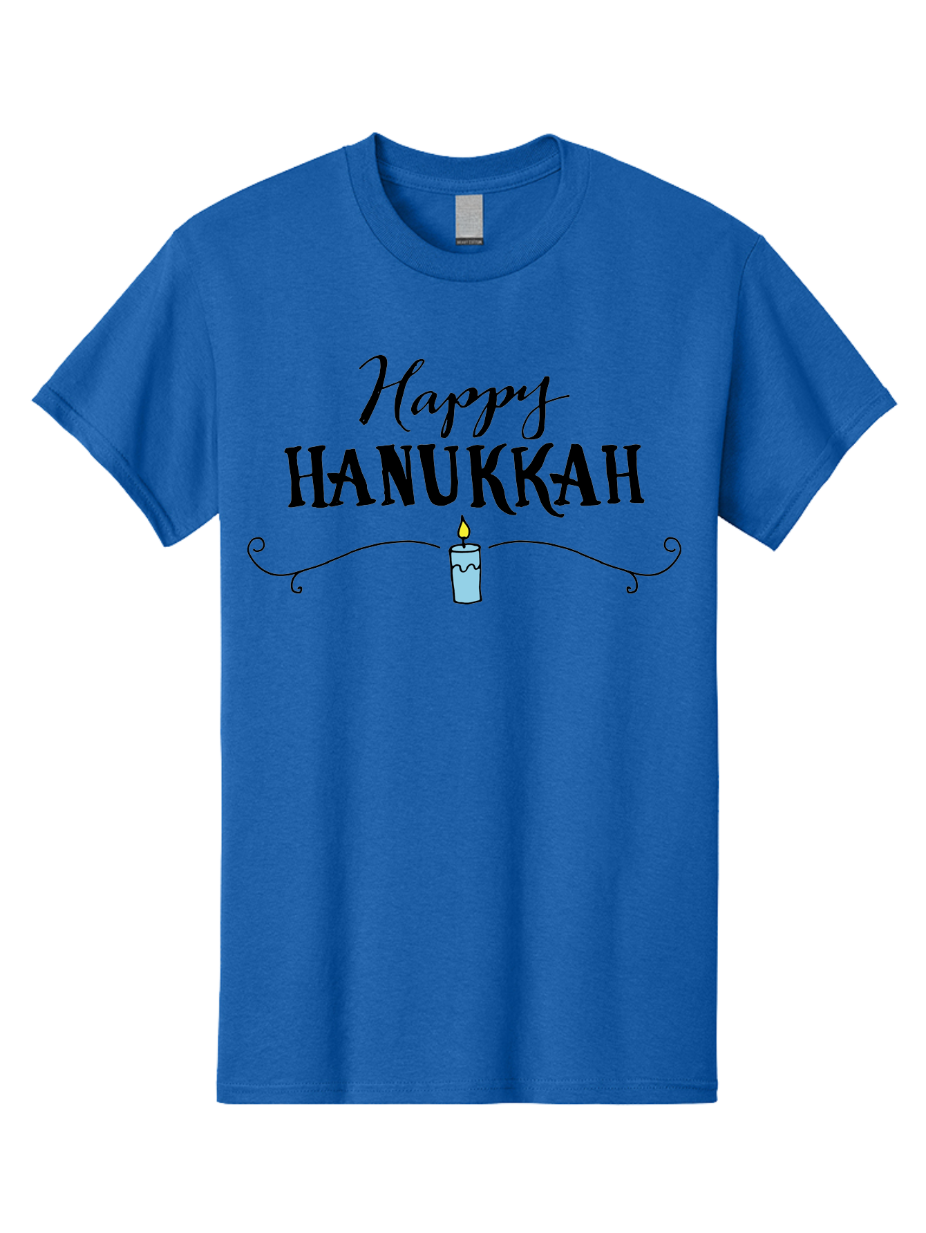 Happy-Hanukkah Men'S Graphic Tee, 100% Cotton, Comfortable Casual Summer Wear, Machine Washable, Happy Hanukkah, Hanukkah Candle, Menorah Candle, Jewish Holiday, Festive Greeting, Traditional Celebration, Holiday Wishes, Menorah Traditions -  Aaa912 25