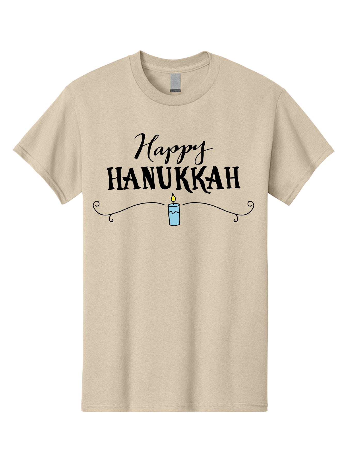 Happy-Hanukkah Men'S Graphic Tee, 100% Cotton, Comfortable Casual Summer Wear, Machine Washable, Happy Hanukkah, Hanukkah Candle, Menorah Candle, Jewish Holiday, Festive Greeting, Traditional Celebration, Holiday Wishes, Menorah Traditions -  Aaa912 6