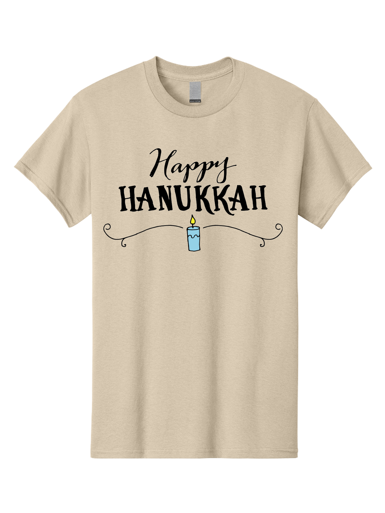 Happy-Hanukkah Men'S Graphic Tee, 100% Cotton, Comfortable Casual Summer Wear, Machine Washable, Happy Hanukkah, Hanukkah Candle, Menorah Candle, Jewish Holiday, Festive Greeting, Traditional Celebration, Holiday Wishes, Menorah Traditions -  Aaa912 27