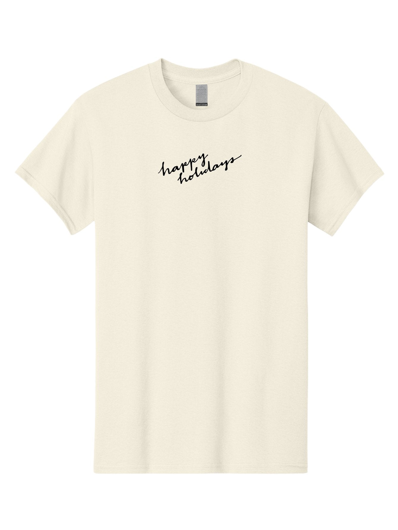 Happy-Holidays-1 Men'S Graphic Tee, 100% Cotton, Comfortable Casual Summer Wear, Machine Washable, Happy Holidays, Winter Season, Festive Wishes, Holiday Greetings, Seasonal Message, Black Calligraphy -  Aaa913 4