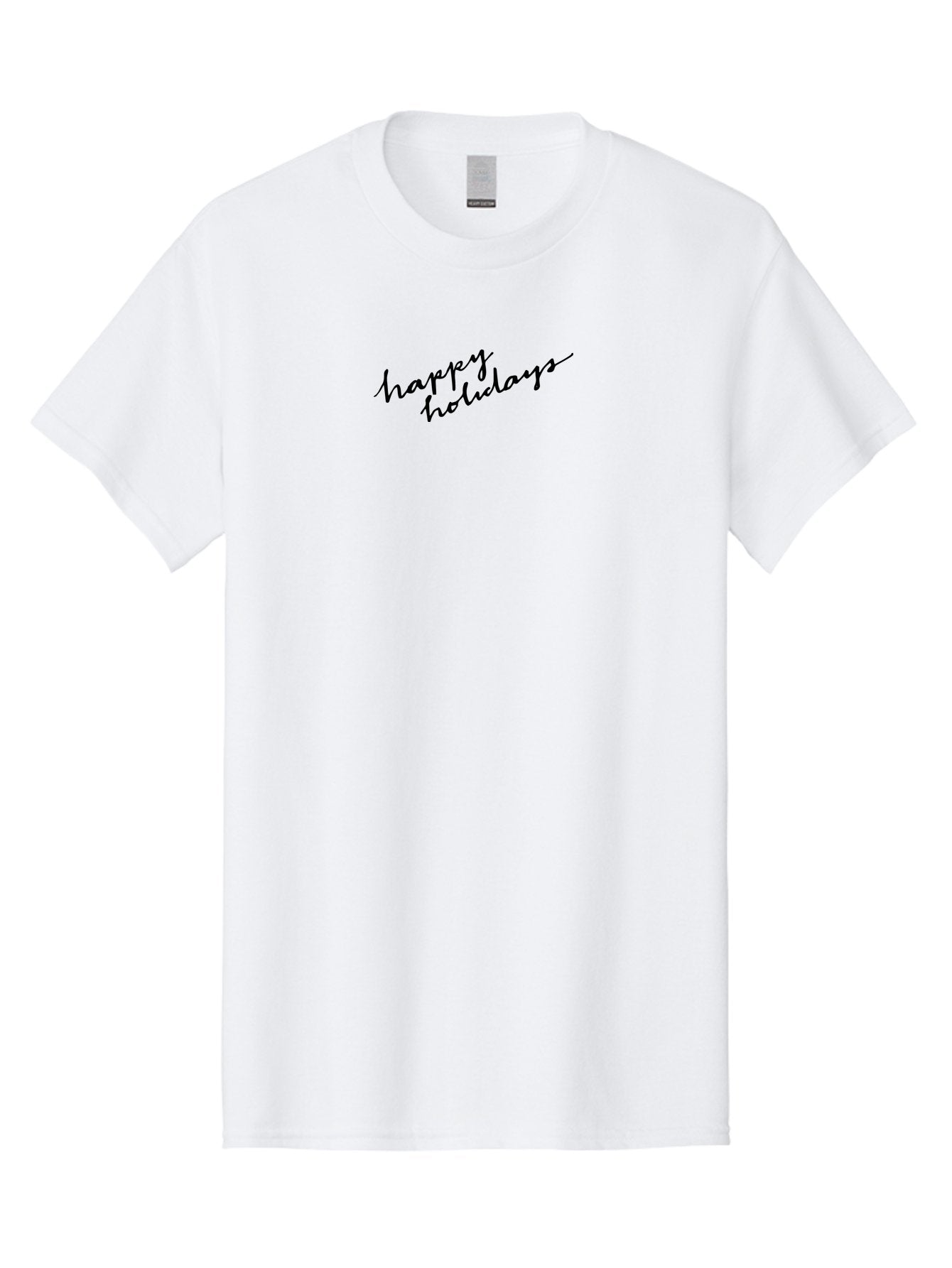 Happy-Holidays-1 Men'S Graphic Tee, 100% Cotton, Comfortable Casual Summer Wear, Machine Washable, Happy Holidays, Winter Season, Festive Wishes, Holiday Greetings, Seasonal Message, Black Calligraphy -  Aaa913 12