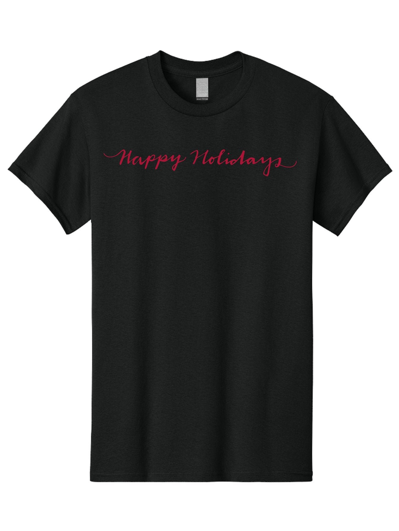 Happy-Holidays-3 Men'S Graphic Tee, 100% Cotton, Comfortable Casual Summer Wear, Machine Washable, Happy Holidays, Holiday Wishes, Festive Greetings, Red Script, Cursive Font, Holiday Season -  Aaa915