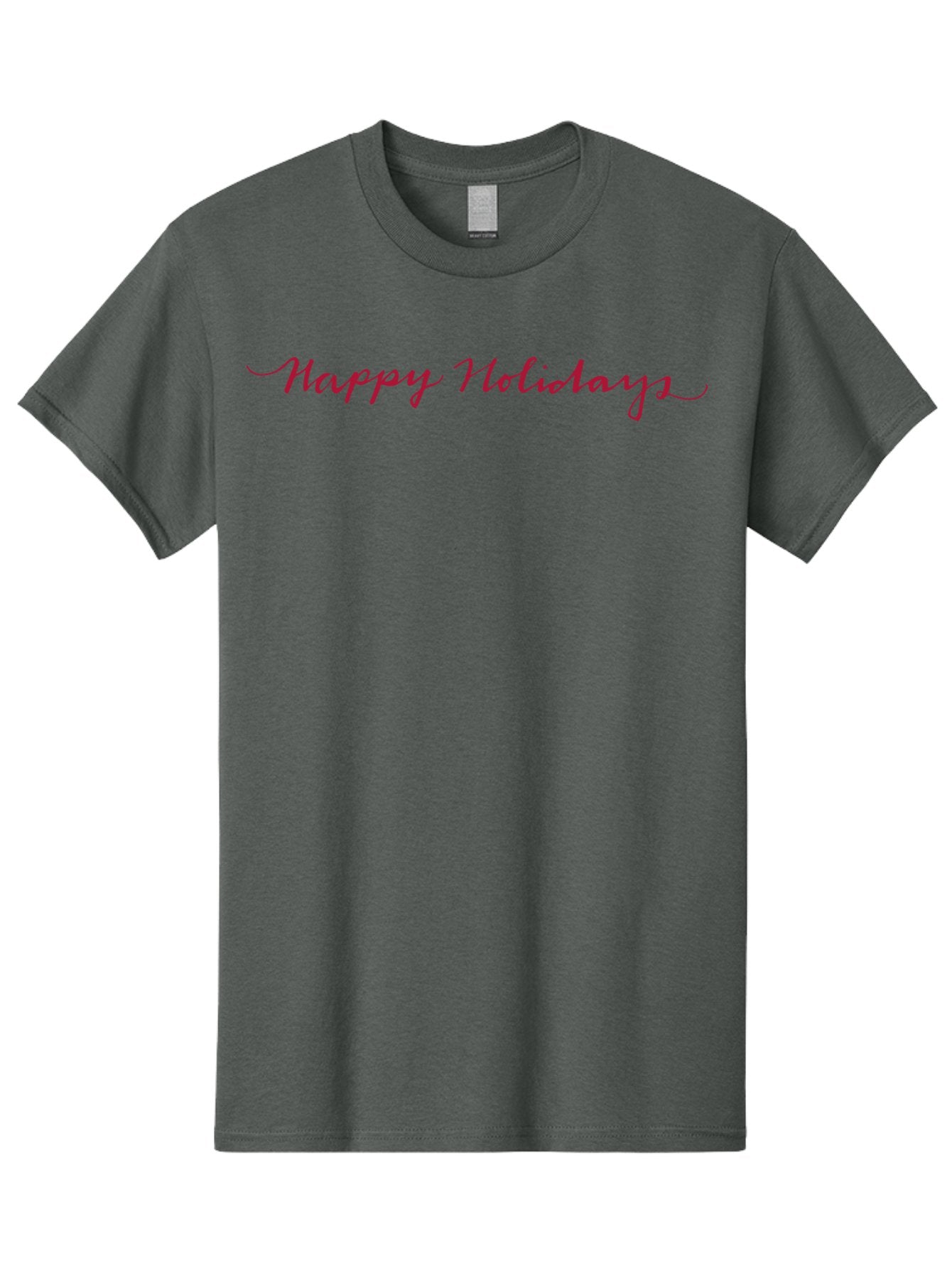 Happy-Holidays-3 Men'S Graphic Tee, 100% Cotton, Comfortable Casual Summer Wear, Machine Washable, Happy Holidays, Holiday Wishes, Festive Greetings, Red Script, Cursive Font, Holiday Season -  Aaa915 4