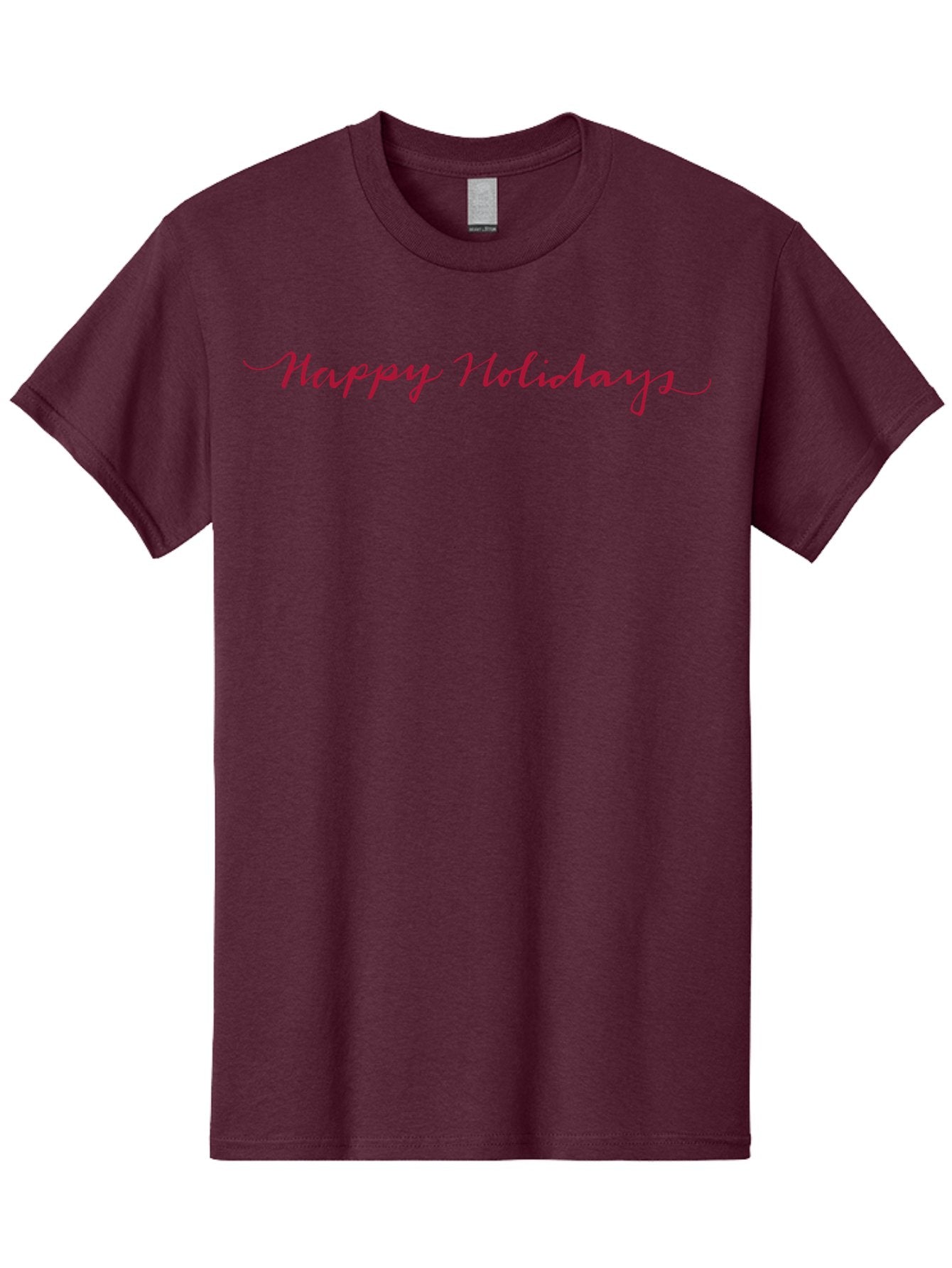 Happy-Holidays-3 Men'S Graphic Tee, 100% Cotton, Comfortable Casual Summer Wear, Machine Washable, Happy Holidays, Holiday Wishes, Festive Greetings, Red Script, Cursive Font, Holiday Season -  Aaa915 8