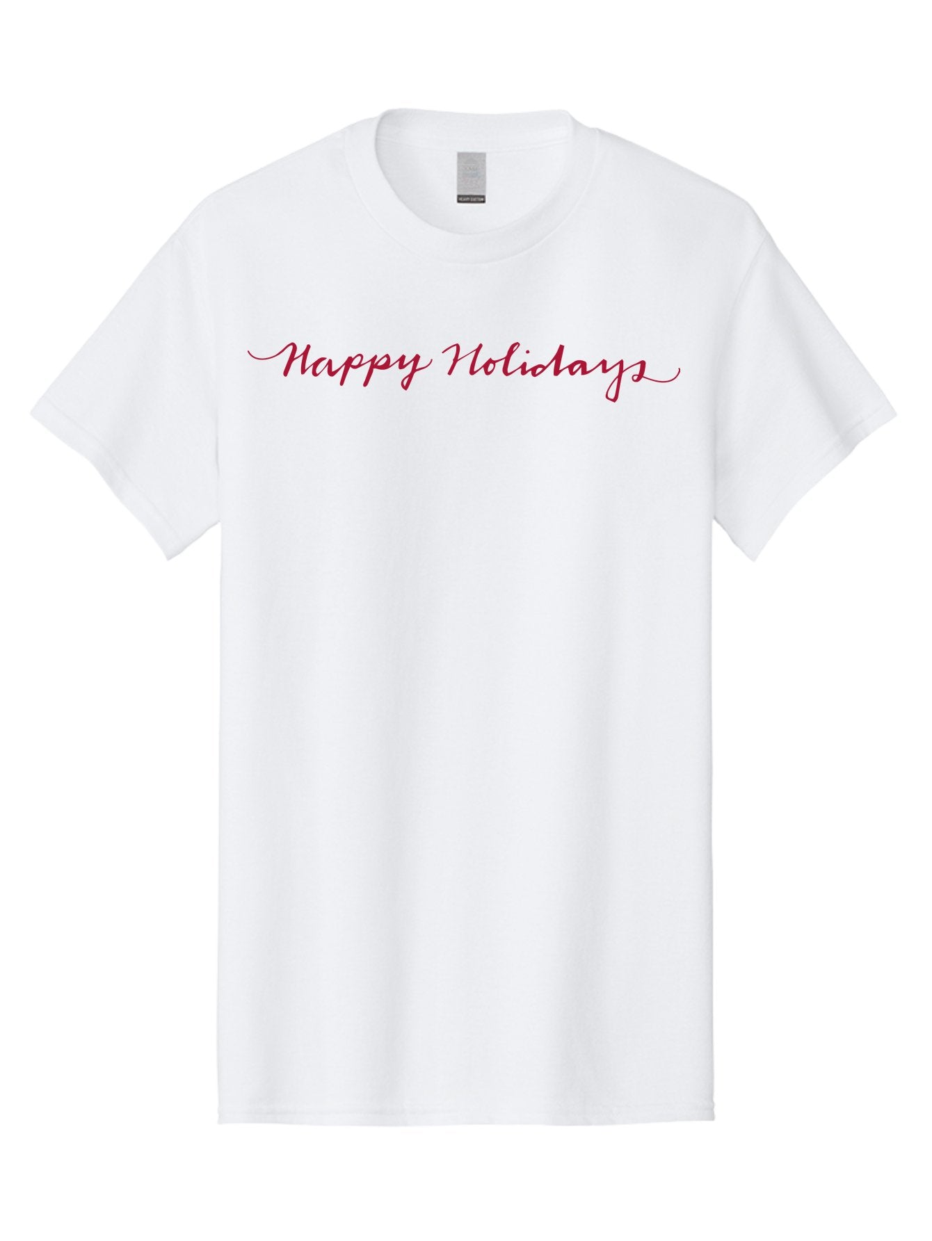Happy-Holidays-3 Men'S Graphic Tee, 100% Cotton, Comfortable Casual Summer Wear, Machine Washable, Happy Holidays, Holiday Wishes, Festive Greetings, Red Script, Cursive Font, Holiday Season -  Aaa915