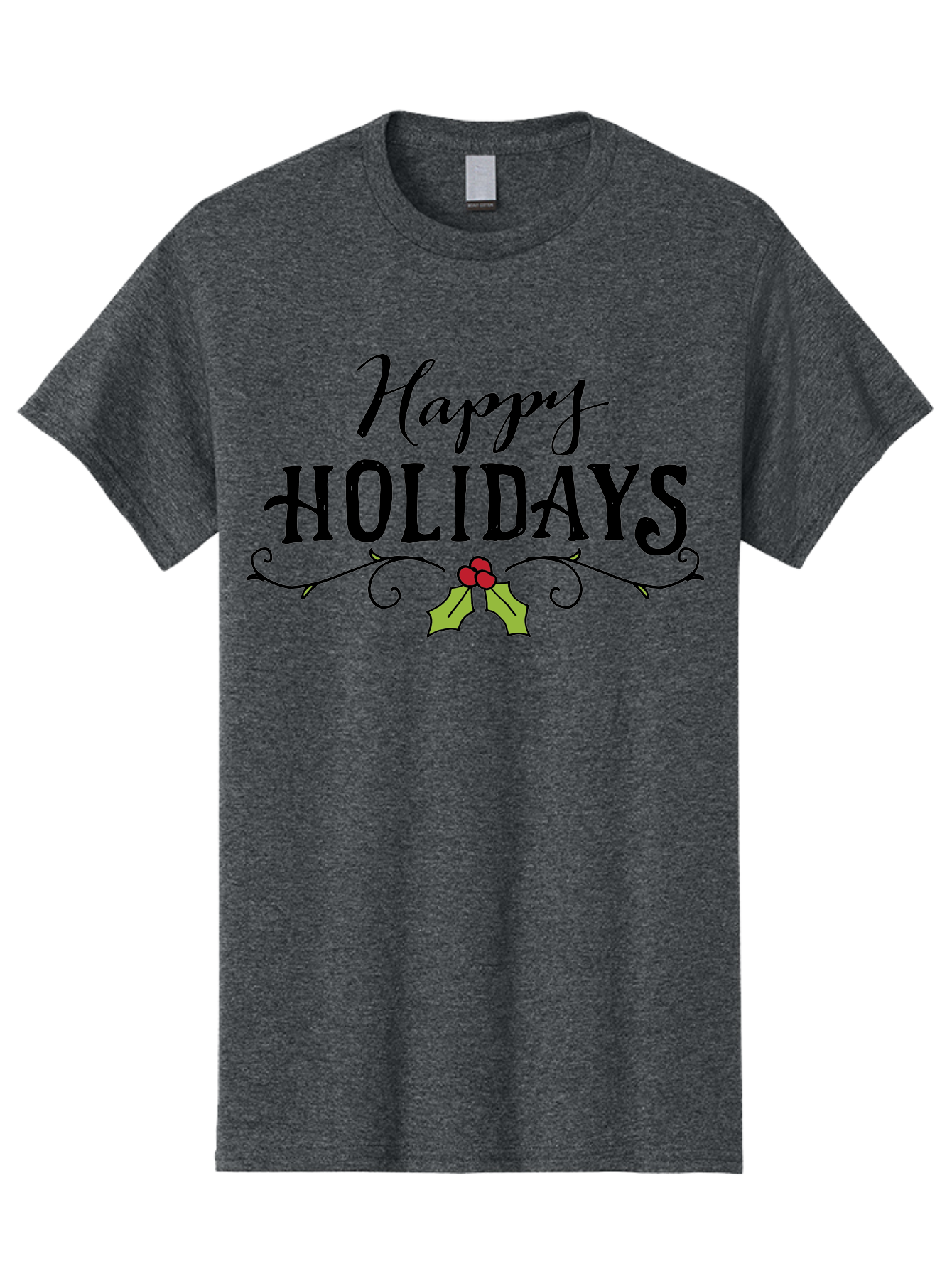 Happy-Holidays-6 Men'S Graphic Tee, 100% Cotton, Comfortable Casual Summer Wear, Machine Washable, Happy Holidays, Holiday Cheer, Festive Season, Holly Leaves, Red Berries, Black Script, Vintage Typography, Christmas Greetings, -  Aaa918 7