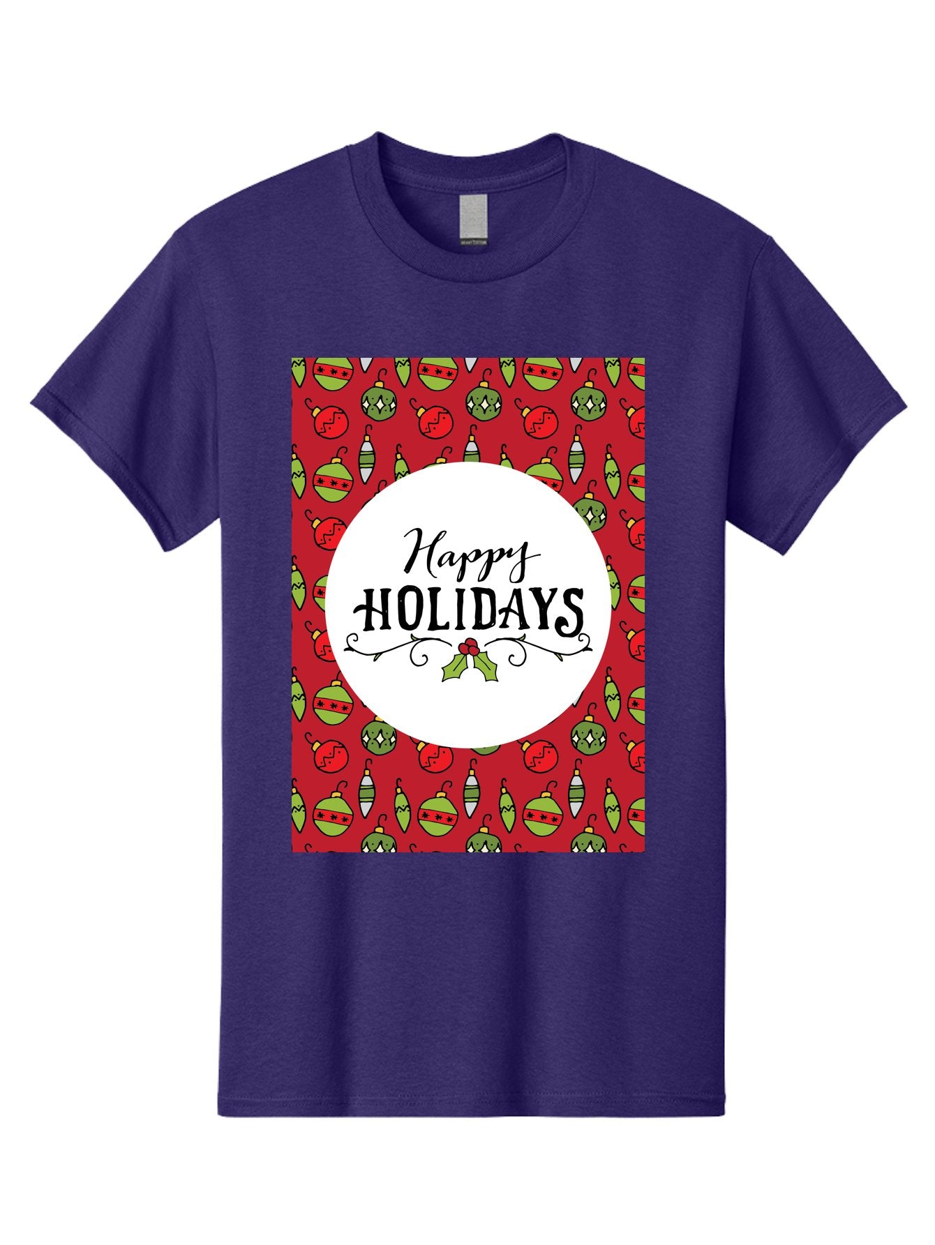 Happy-Holidays-7 Men'S Graphic Tee, 100% Cotton, Comfortable Casual Summer Wear, Machine Washable, Happy Holidays Greeting, Christmas Ornaments, Festive Decorations, Holiday Cheer, Red And Green Theme, Winter Season, Holiday Wishes, -  Aaa919 11