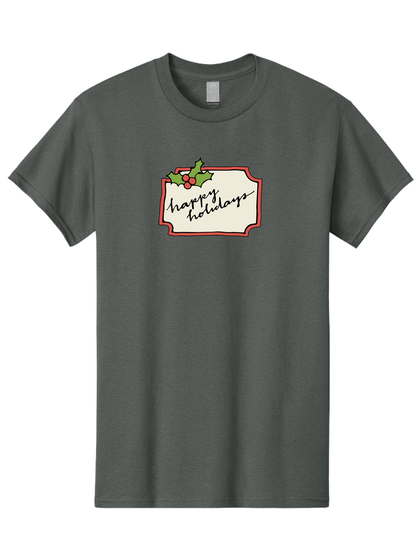 Happy-Holidays Men'S Graphic Tee, 100% Cotton, Comfortable Casual Summer Wear, Machine Washable, Happy Holidays, Festive Season, Holiday Cheer, Red Berries, Holly Leaves, Greeting Card, Celebration, Winter Wonderland, Joyous Occasion, -  Aaa921 3