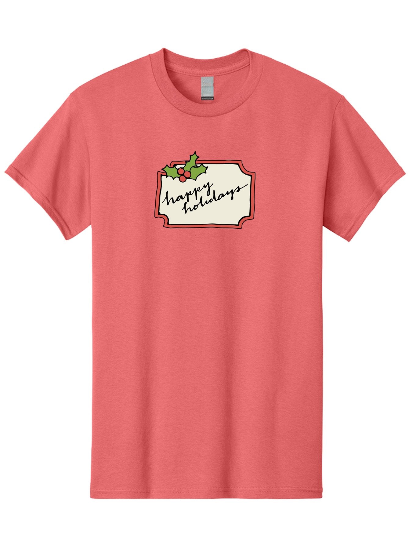 Happy-Holidays Men'S Graphic Tee, 100% Cotton, Comfortable Casual Summer Wear, Machine Washable, Happy Holidays, Festive Season, Holiday Cheer, Red Berries, Holly Leaves, Greeting Card, Celebration, Winter Wonderland, Joyous Occasion, -  Aaa921 10