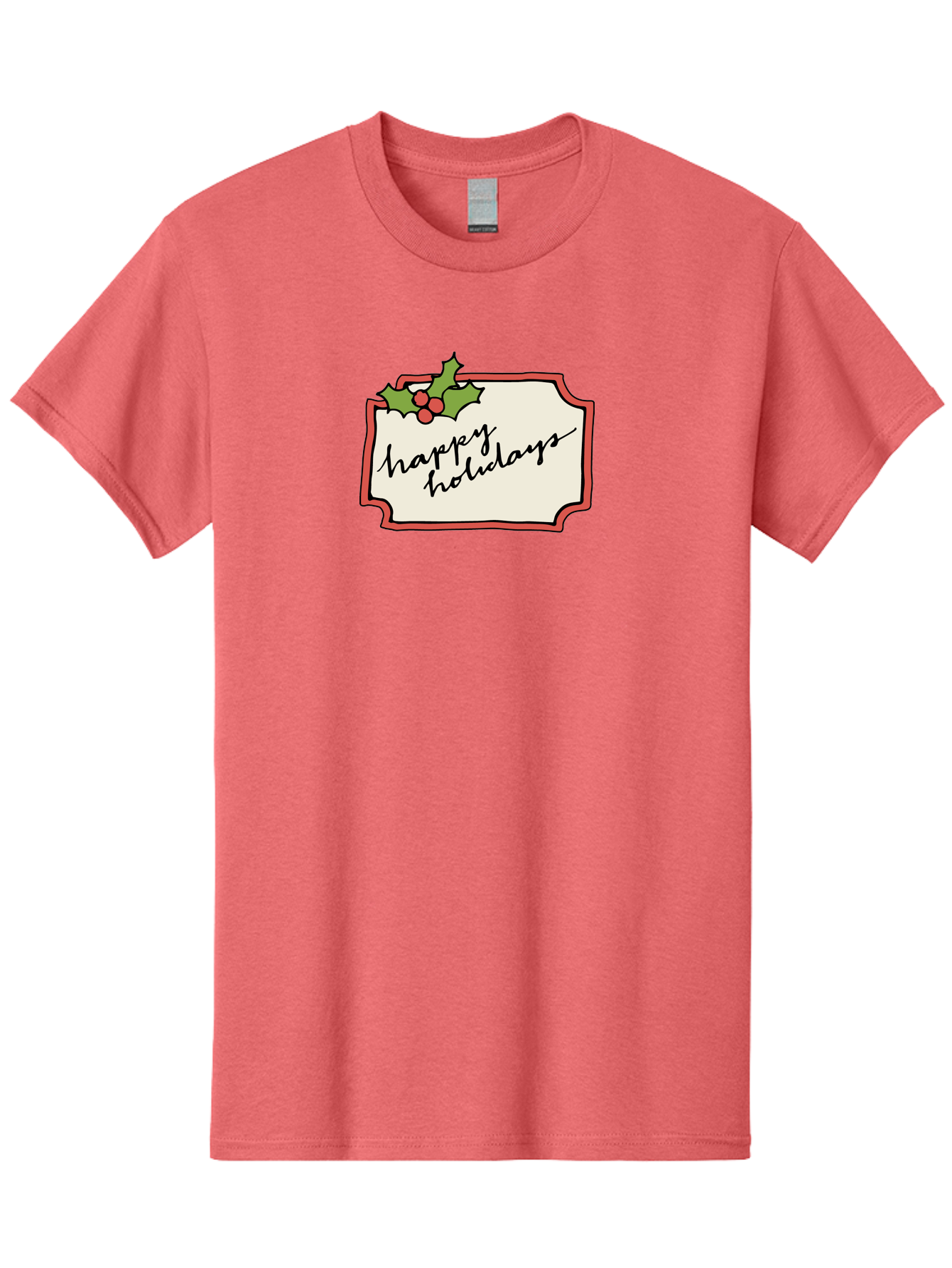 Happy-Holidays Men'S Graphic Tee, 100% Cotton, Comfortable Casual Summer Wear, Machine Washable, Happy Holidays, Festive Season, Holiday Cheer, Red Berries, Holly Leaves, Greeting Card, Celebration, Winter Wonderland, Joyous Occasion, -  Aaa921 5