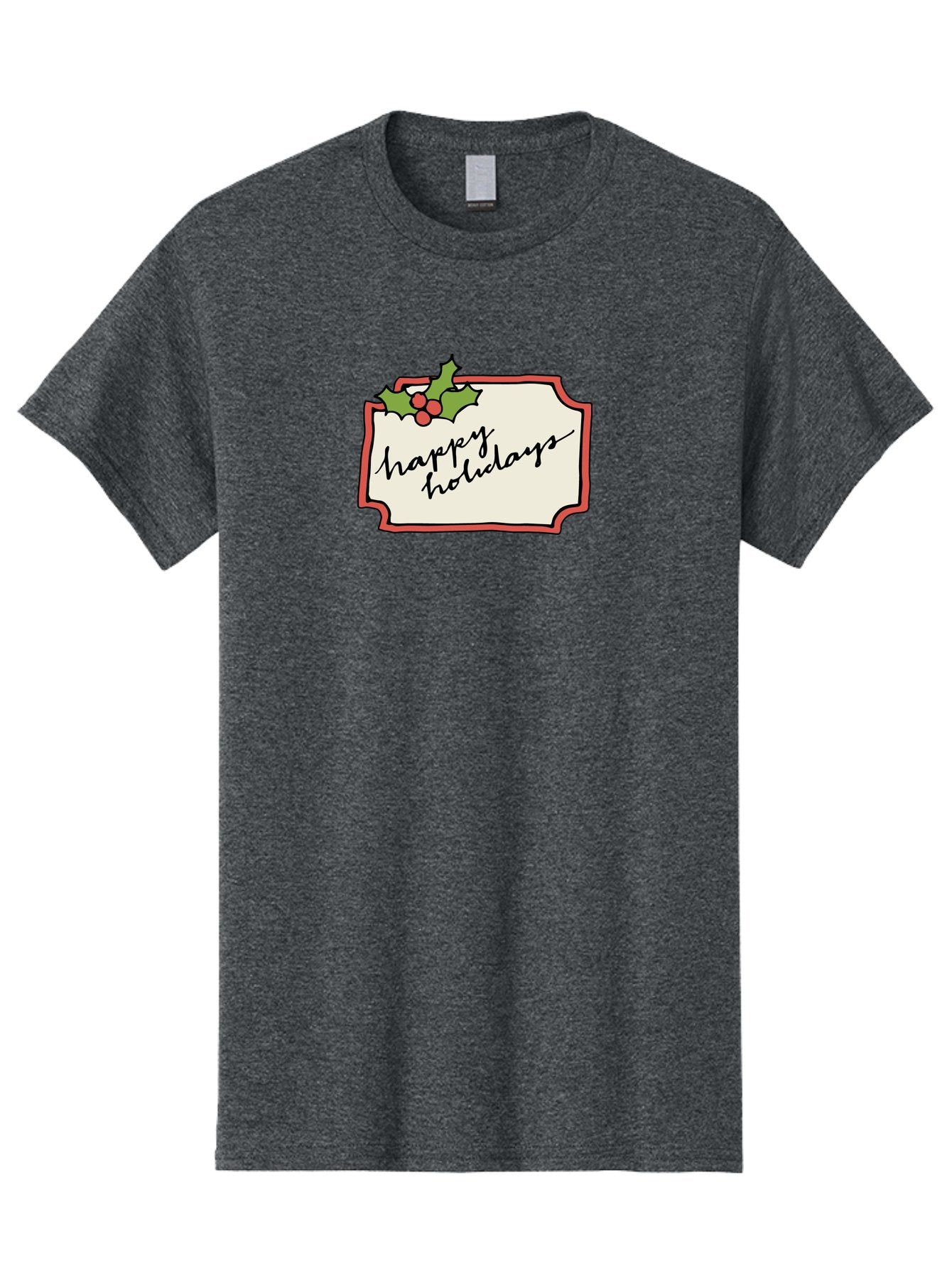 Happy-Holidays Men'S Graphic Tee, 100% Cotton, Comfortable Casual Summer Wear, Machine Washable, Happy Holidays, Festive Season, Holiday Cheer, Red Berries, Holly Leaves, Greeting Card, Celebration, Winter Wonderland, Joyous Occasion, -  Aaa921 15