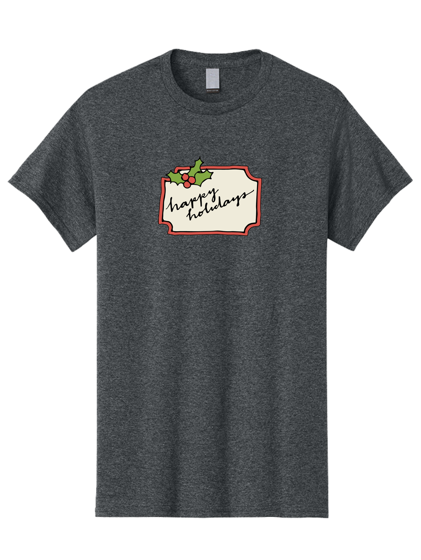 Happy-Holidays Men'S Graphic Tee, 100% Cotton, Comfortable Casual Summer Wear, Machine Washable, Happy Holidays, Festive Season, Holiday Cheer, Red Berries, Holly Leaves, Greeting Card, Celebration, Winter Wonderland, Joyous Occasion, -  Aaa921 7