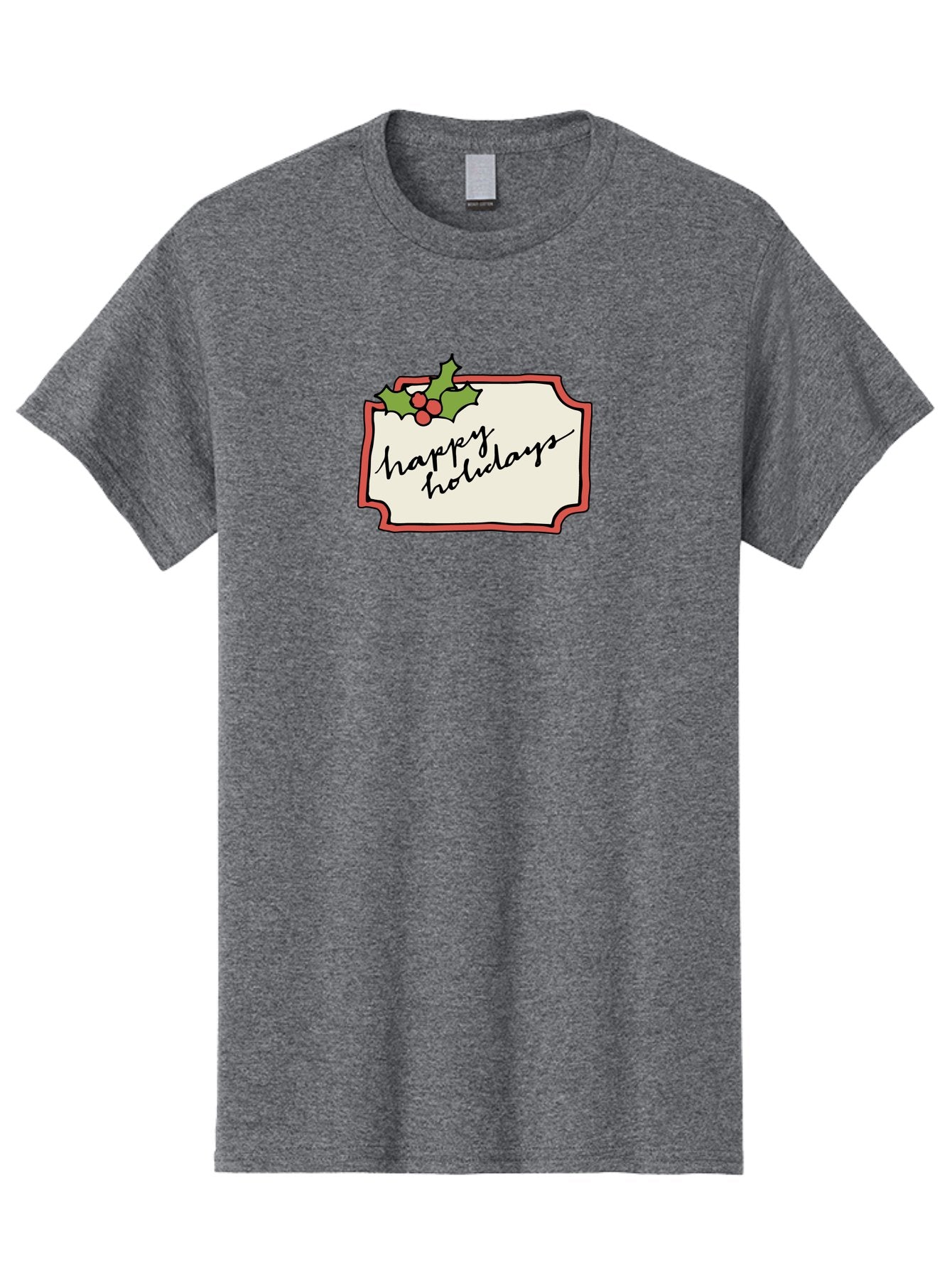 Happy-Holidays Men'S Graphic Tee, 100% Cotton, Comfortable Casual Summer Wear, Machine Washable, Happy Holidays, Festive Season, Holiday Cheer, Red Berries, Holly Leaves, Greeting Card, Celebration, Winter Wonderland, Joyous Occasion, -  Aaa921 5