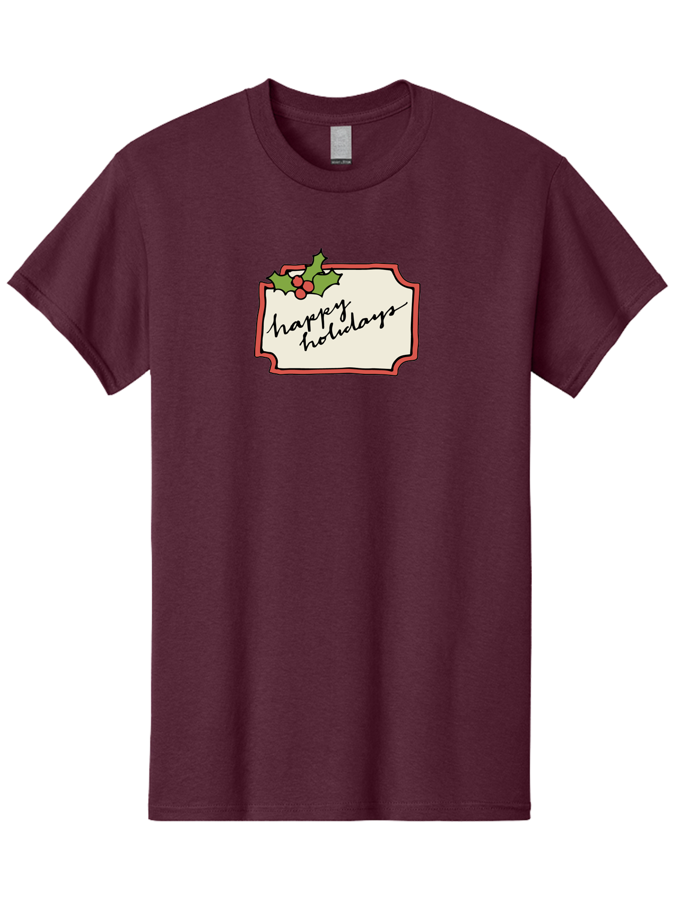 Happy-Holidays Men'S Graphic Tee, 100% Cotton, Comfortable Casual Summer Wear, Machine Washable, Happy Holidays, Festive Season, Holiday Cheer, Red Berries, Holly Leaves, Greeting Card, Celebration, Winter Wonderland, Joyous Occasion, -  Aaa921 13