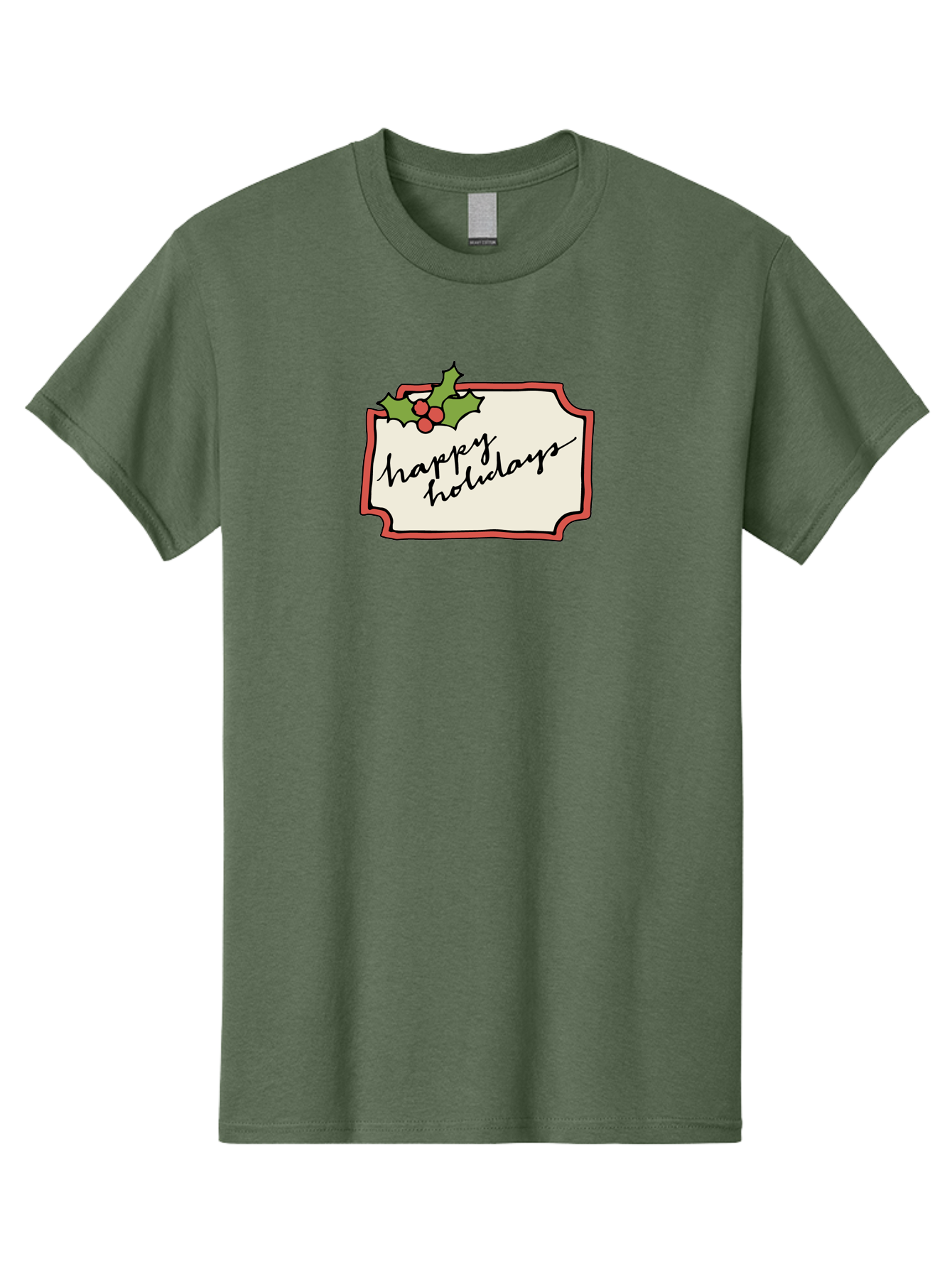 Happy-Holidays Men'S Graphic Tee, 100% Cotton, Comfortable Casual Summer Wear, Machine Washable, Happy Holidays, Festive Season, Holiday Cheer, Red Berries, Holly Leaves, Greeting Card, Celebration, Winter Wonderland, Joyous Occasion, -  Aaa921 15