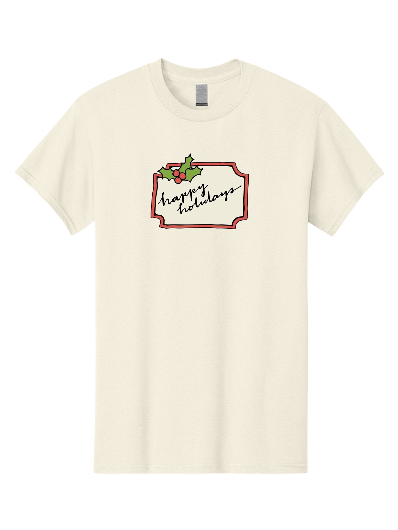 Happy-Holidays Men'S Graphic Tee, 100% Cotton, Comfortable Casual Summer Wear, Machine Washable, Happy Holidays, Festive Season, Holiday Cheer, Red Berries, Holly Leaves, Greeting Card, Celebration, Winter Wonderland, Joyous Occasion, -  Aaa921 14
