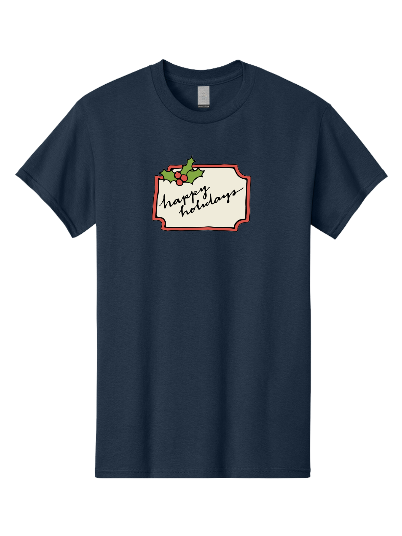 Happy-Holidays Men'S Graphic Tee, 100% Cotton, Comfortable Casual Summer Wear, Machine Washable, Happy Holidays, Festive Season, Holiday Cheer, Red Berries, Holly Leaves, Greeting Card, Celebration, Winter Wonderland, Joyous Occasion, -  Aaa921 19