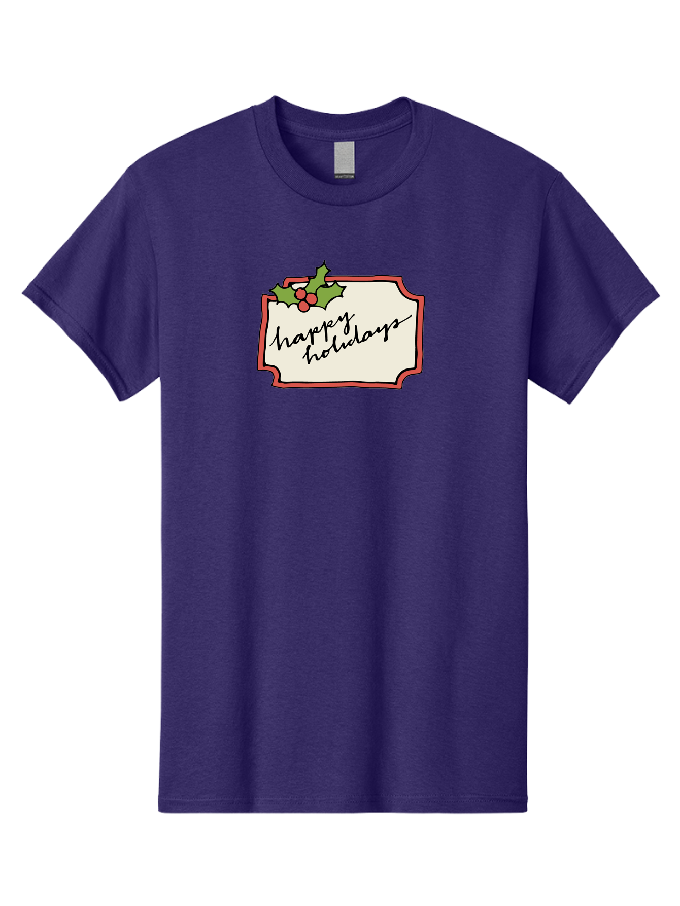 Happy-Holidays Men'S Graphic Tee, 100% Cotton, Comfortable Casual Summer Wear, Machine Washable, Happy Holidays, Festive Season, Holiday Cheer, Red Berries, Holly Leaves, Greeting Card, Celebration, Winter Wonderland, Joyous Occasion, -  Aaa921 21