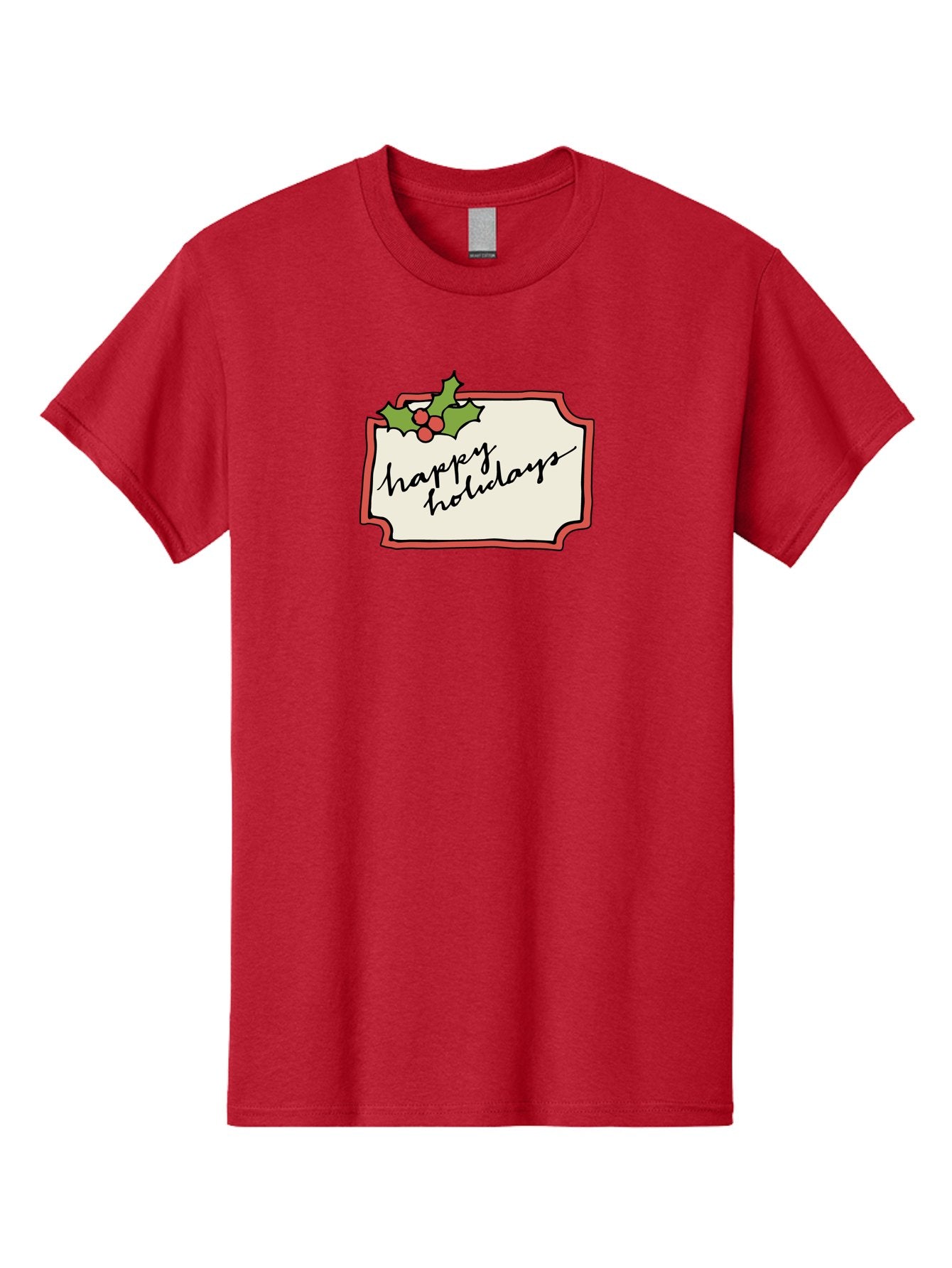 Happy-Holidays Men'S Graphic Tee, 100% Cotton, Comfortable Casual Summer Wear, Machine Washable, Happy Holidays, Festive Season, Holiday Cheer, Red Berries, Holly Leaves, Greeting Card, Celebration, Winter Wonderland, Joyous Occasion, -  Aaa921 12