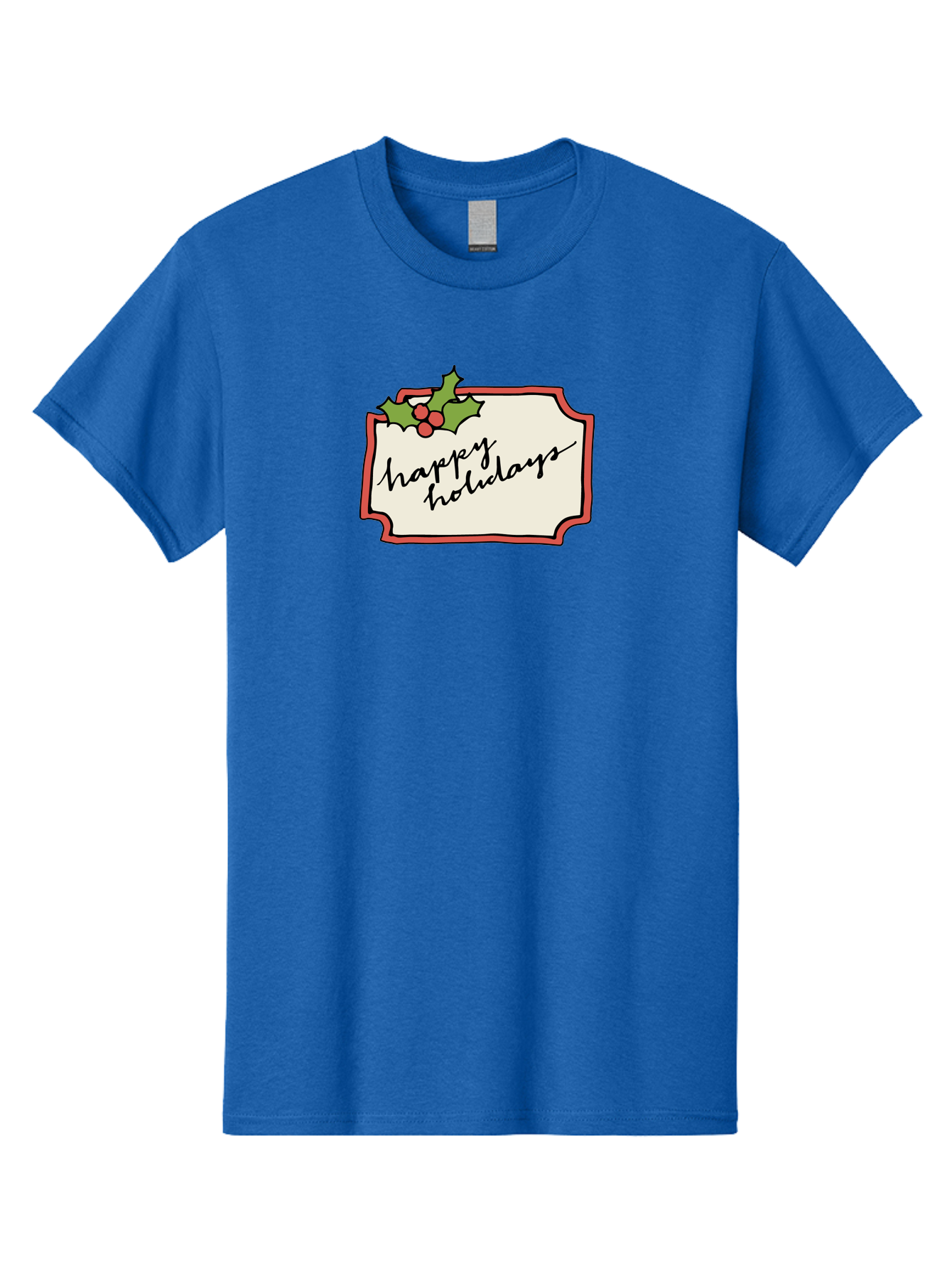 Happy-Holidays Men'S Graphic Tee, 100% Cotton, Comfortable Casual Summer Wear, Machine Washable, Happy Holidays, Festive Season, Holiday Cheer, Red Berries, Holly Leaves, Greeting Card, Celebration, Winter Wonderland, Joyous Occasion, -  Aaa921 25