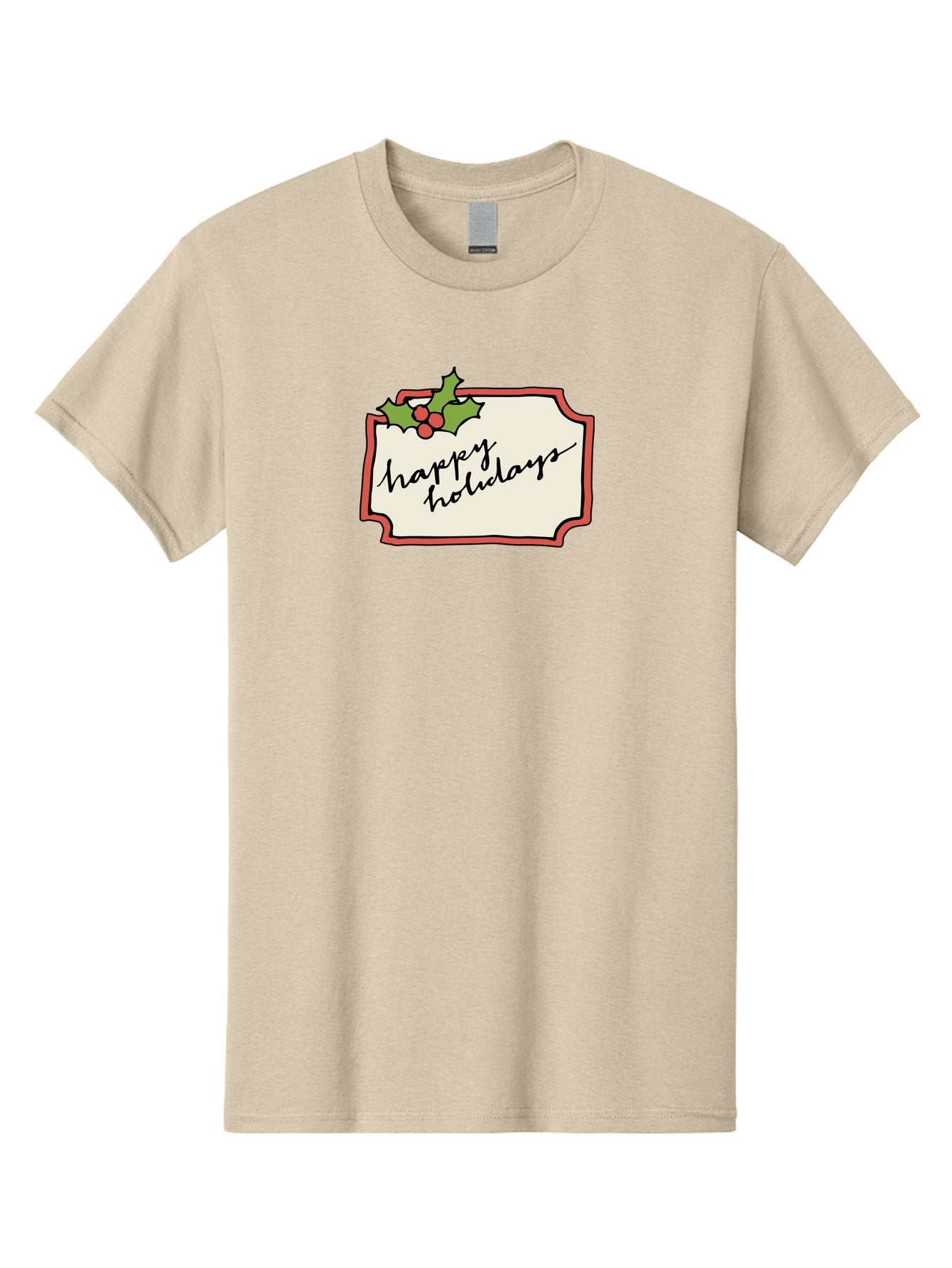 Happy-Holidays Men'S Graphic Tee, 100% Cotton, Comfortable Casual Summer Wear, Machine Washable, Happy Holidays, Festive Season, Holiday Cheer, Red Berries, Holly Leaves, Greeting Card, Celebration, Winter Wonderland, Joyous Occasion, -  Aaa921 9