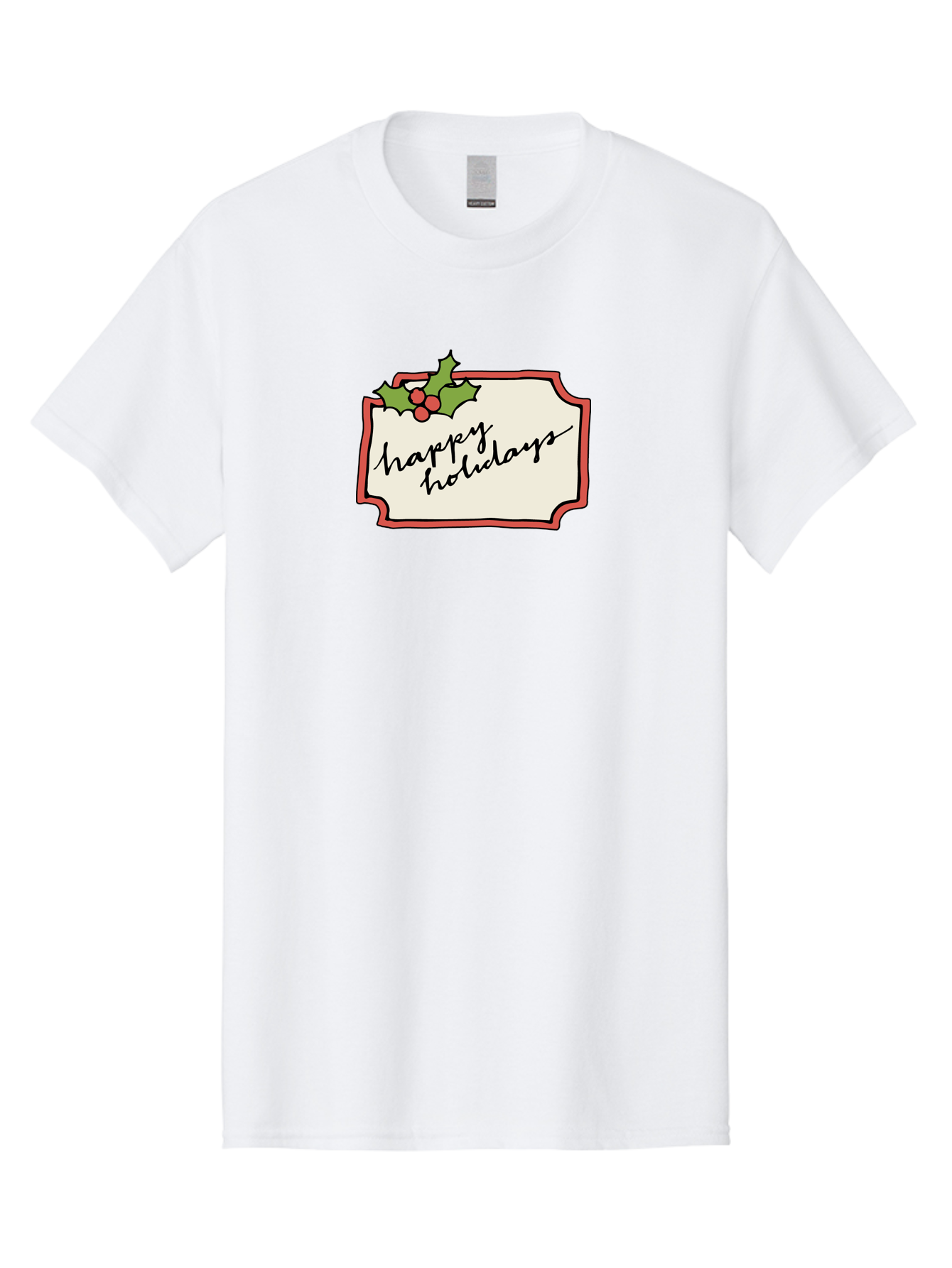 Happy-Holidays Men'S Graphic Tee, 100% Cotton, Comfortable Casual Summer Wear, Machine Washable, Happy Holidays, Festive Season, Holiday Cheer, Red Berries, Holly Leaves, Greeting Card, Celebration, Winter Wonderland, Joyous Occasion, -  Aaa921 29