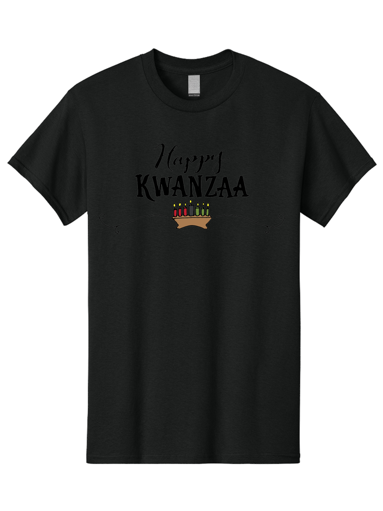 Happy-Kwanzaa Men'S Graphic Tee, 100% Cotton, Comfortable Casual Summer Wear, Machine Washable, Happy Kwanzaa, Kinara Candles, African American Culture, Celebration, Unity, Community, Holiday Greeting -  Aaa922