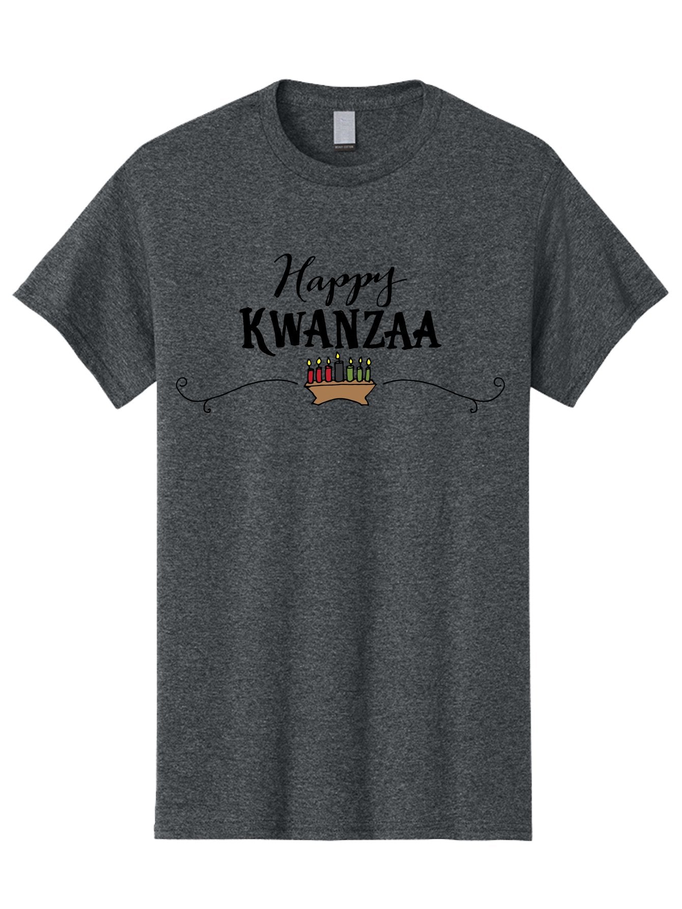 Happy-Kwanzaa Men'S Graphic Tee, 100% Cotton, Comfortable Casual Summer Wear, Machine Washable, Happy Kwanzaa, Kinara Candles, African American Culture, Celebration, Unity, Community, Holiday Greeting -  Aaa922 3