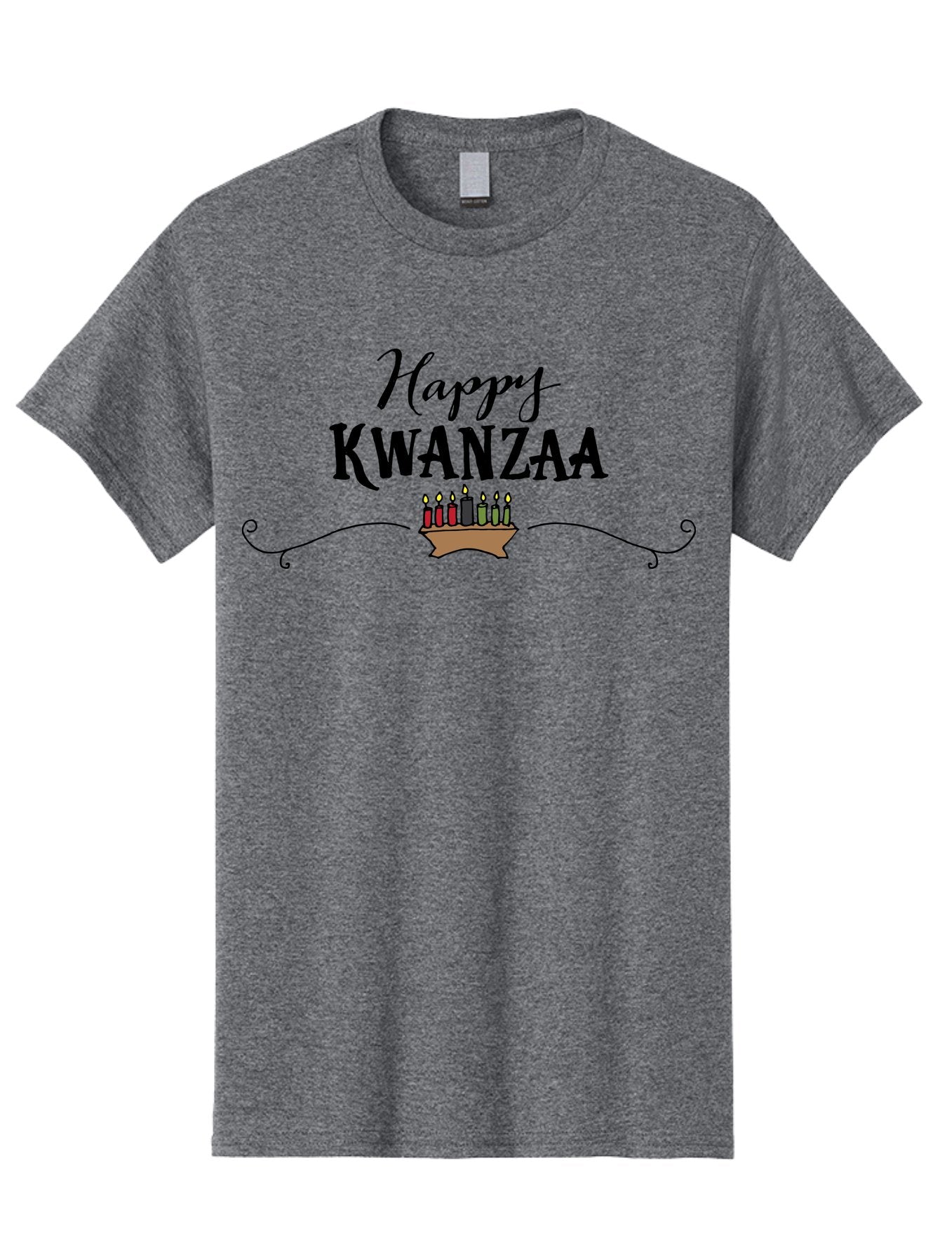 Happy-Kwanzaa Men'S Graphic Tee, 100% Cotton, Comfortable Casual Summer Wear, Machine Washable, Happy Kwanzaa, Kinara Candles, African American Culture, Celebration, Unity, Community, Holiday Greeting -  Aaa922 15