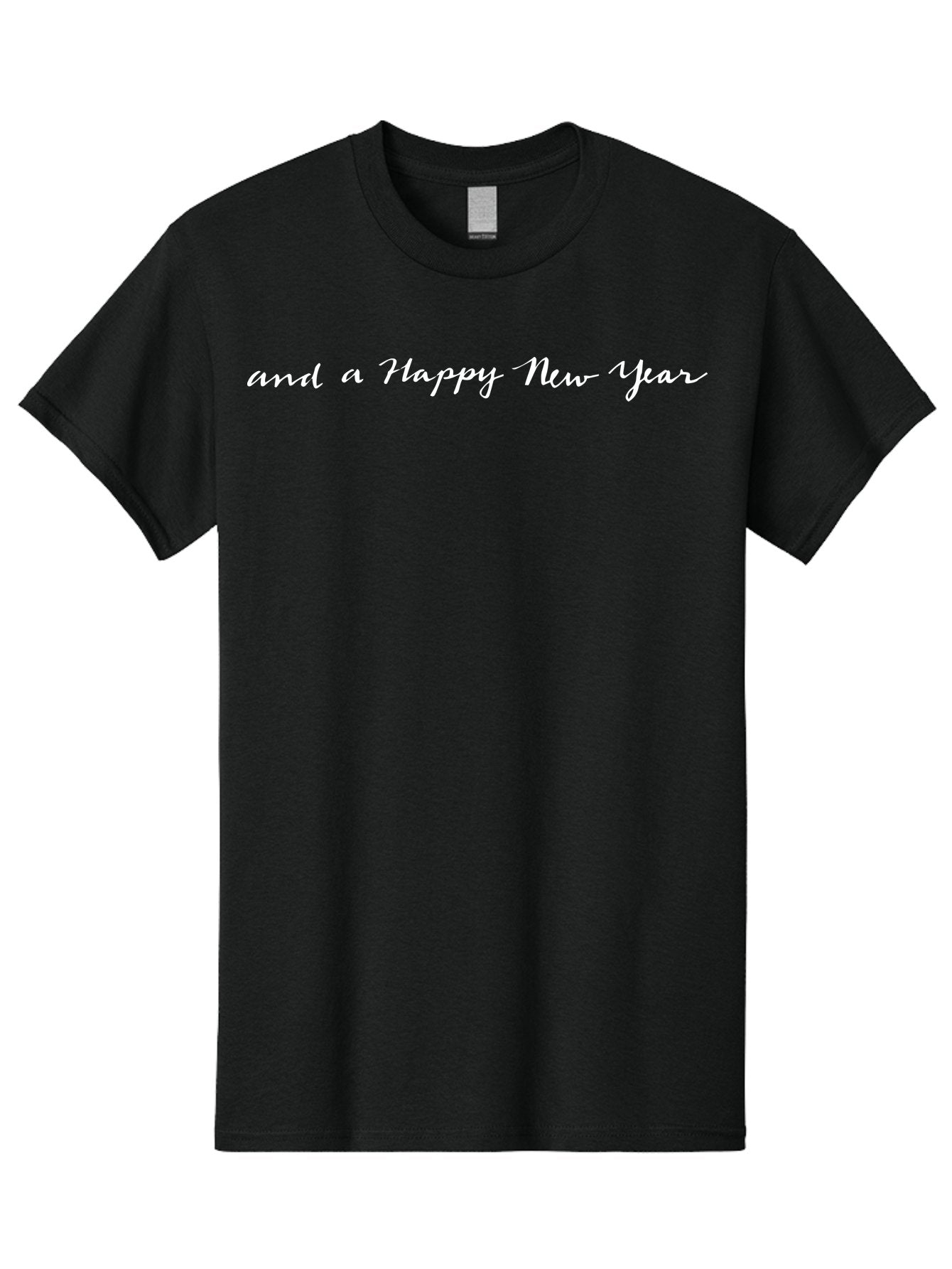 Happy-New-Year Men'S Graphic Tee, 100% Cotton, Comfortable Casual Summer Wear, Machine Washable, Happy New Year, New Year'S Wishes, Festive Greetings, Celebratory Message, Holiday Season, Cursive Text -  Aaa924 5
