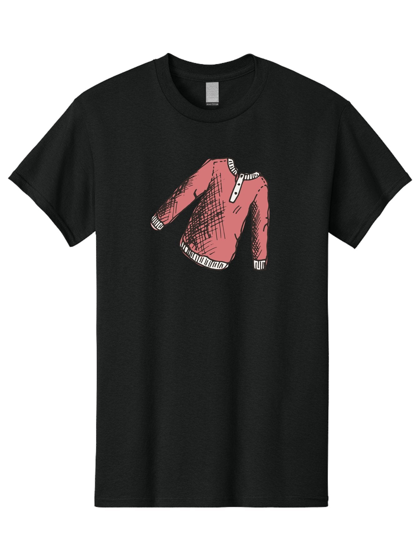 Henley-Shirt Men'S Graphic Tee, 100% Cotton, Comfortable Casual Summer Wear, Machine Washable, Pink Sweater, Casual Wear, Knitted Fabric, White Trim, Three-Button Placket, Scratchy Sketch Lines, Fashion Illustration, Clothing Design, -  Aaa926