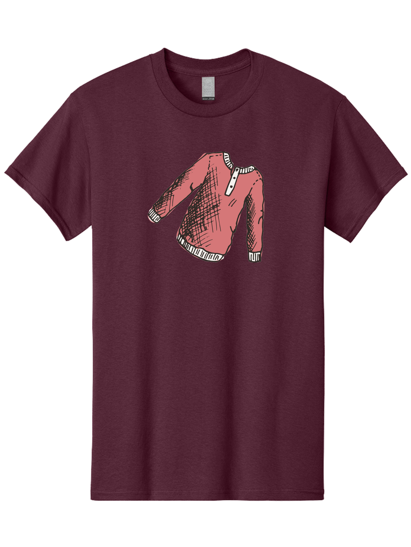 Henley-Shirt Men'S Graphic Tee, 100% Cotton, Comfortable Casual Summer Wear, Machine Washable, Pink Sweater, Casual Wear, Knitted Fabric, White Trim, Three-Button Placket, Scratchy Sketch Lines, Fashion Illustration, Clothing Design, -  Aaa926 13