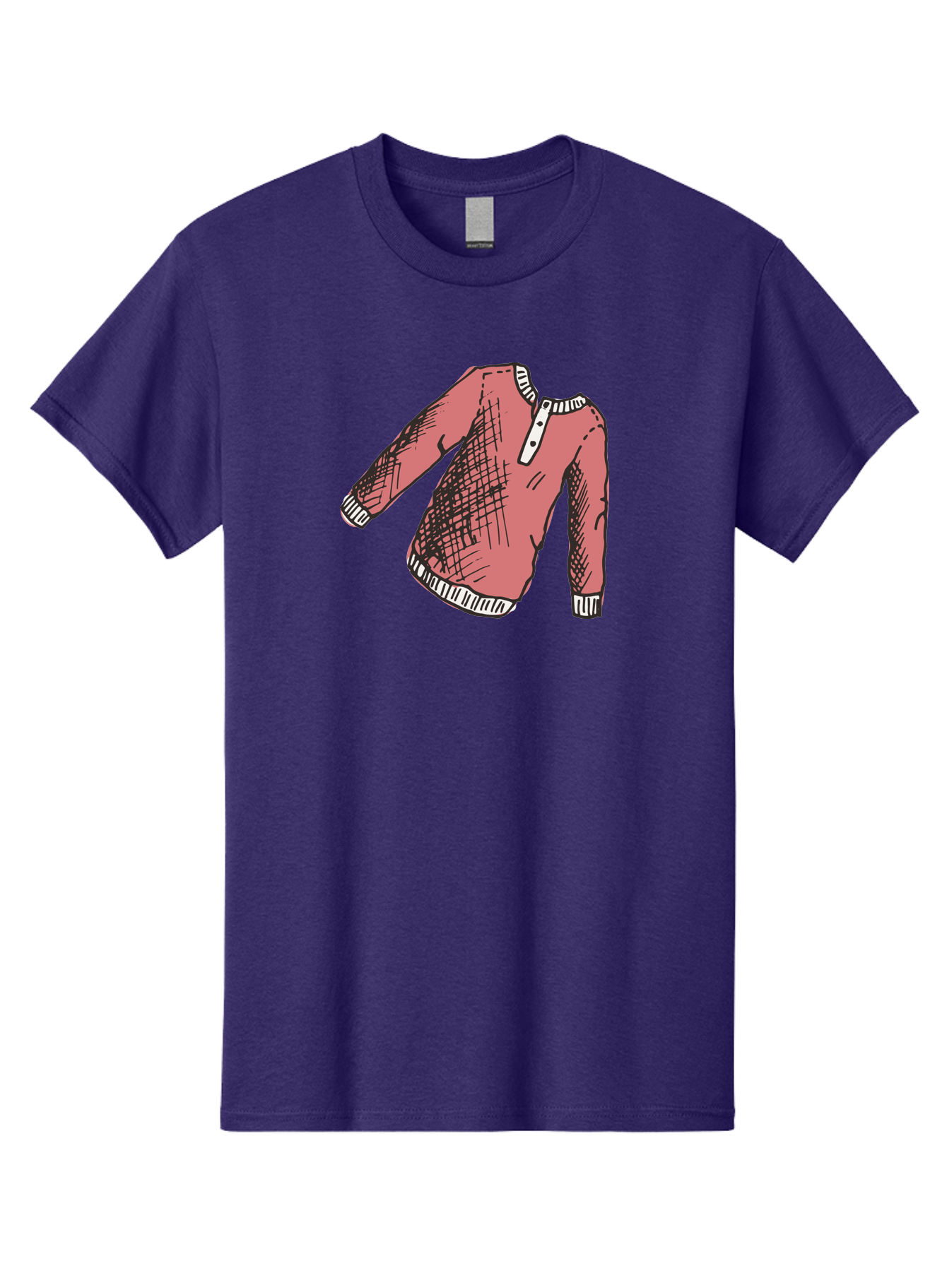 Henley-Shirt Men'S Graphic Tee, 100% Cotton, Comfortable Casual Summer Wear, Machine Washable, Pink Sweater, Casual Wear, Knitted Fabric, White Trim, Three-Button Placket, Scratchy Sketch Lines, Fashion Illustration, Clothing Design, -  Aaa926 21