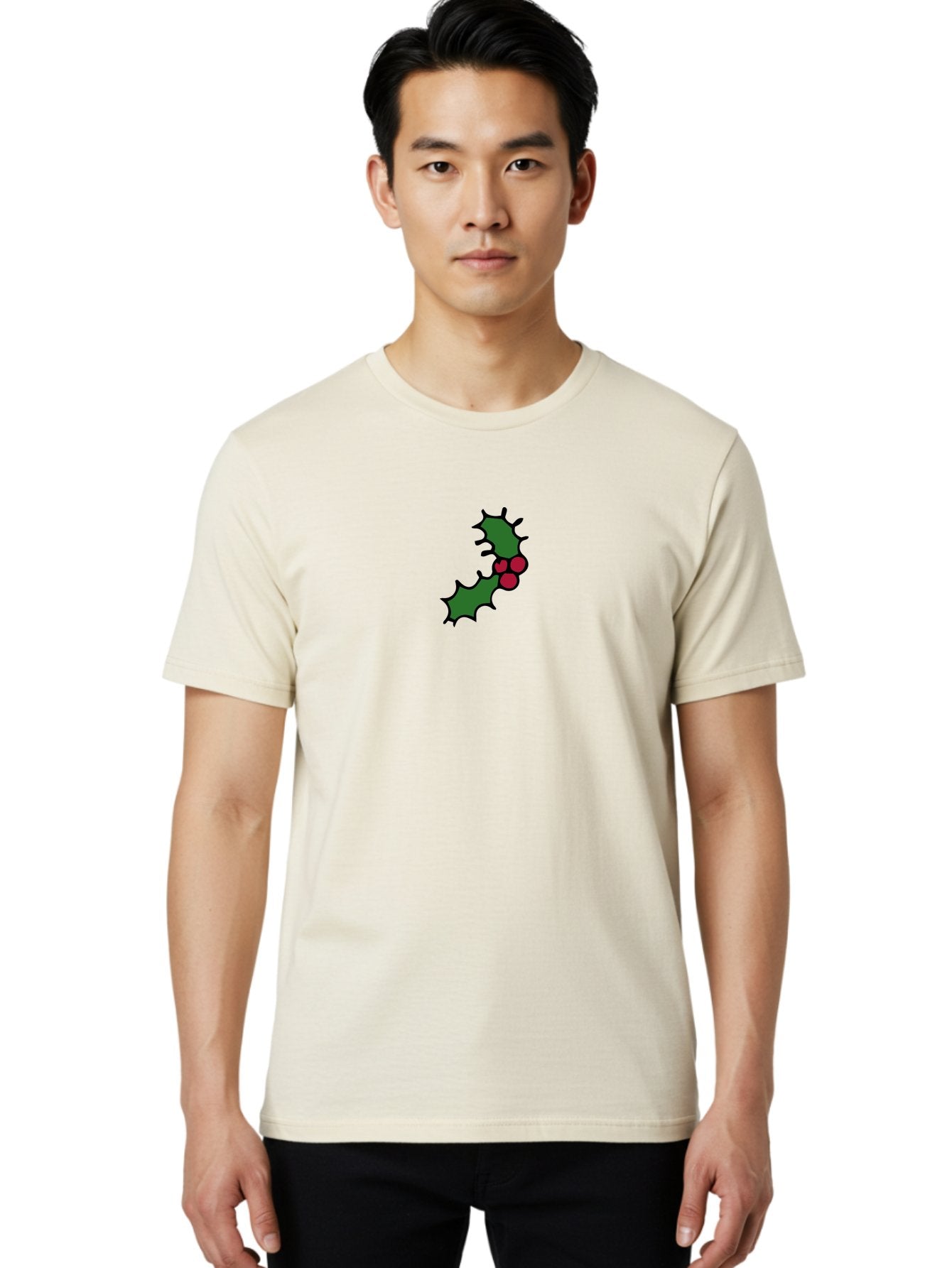 Holly-4 Men'S Graphic Tee, 100% Cotton, Comfortable Casual Summer Wear, Machine Washable, Holiday Decorations, Festive Holly, Christmas Symbols, Holly Leaves, Red Berries, Winter Decor, Seasonal Graphics, Festive Illustrations -  Aaa931 16