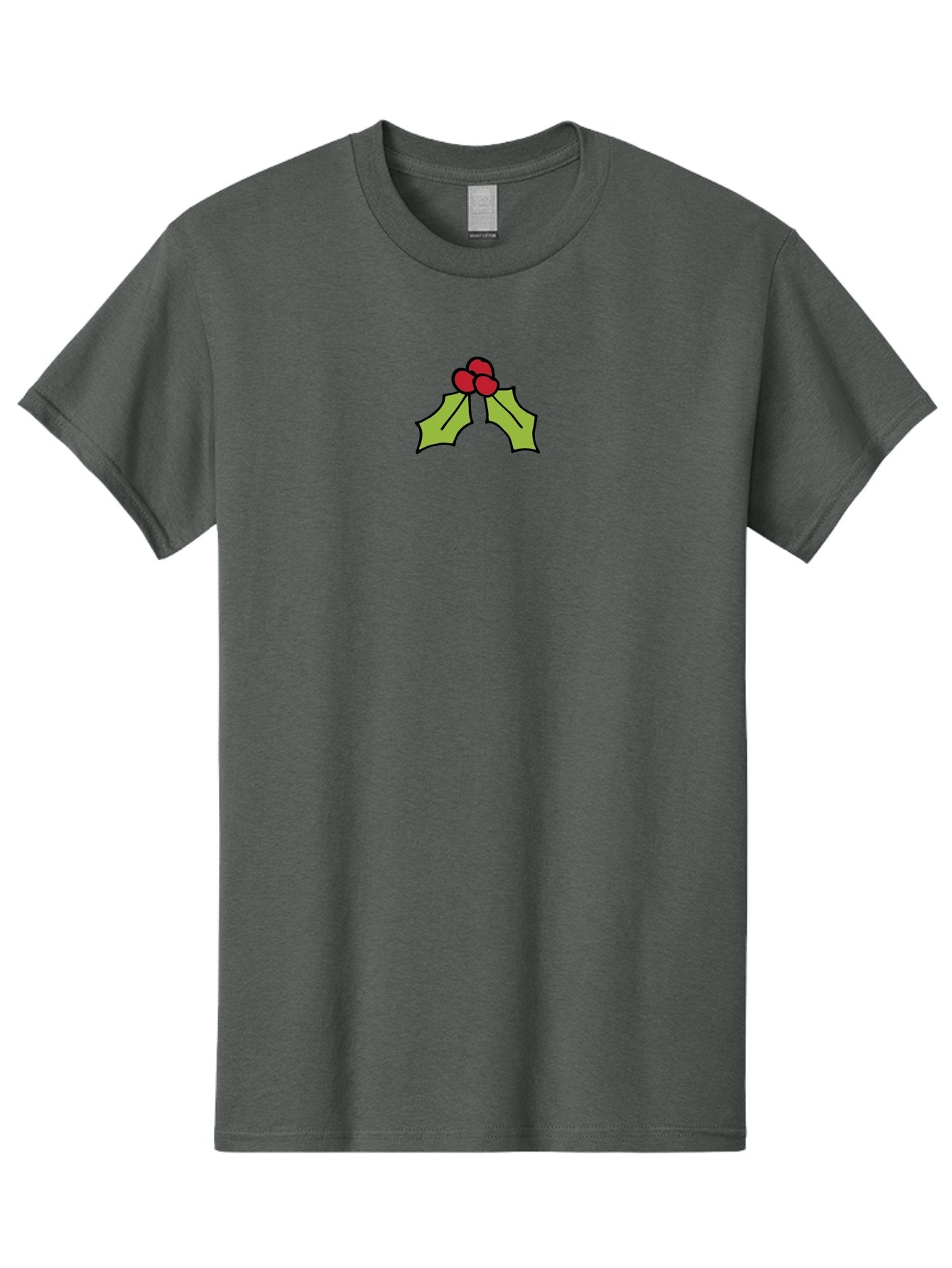 Holly-5 Men'S Graphic Tee, 100% Cotton, Comfortable Casual Summer Wear, Machine Washable, Holiday Decoration, Festive Symbol, Christmas Icon, Red Berries, Green Leaves, Winter Decor, Seasonal Graphic, Cartoon Illustration, Simple Design -  Aaa932 5