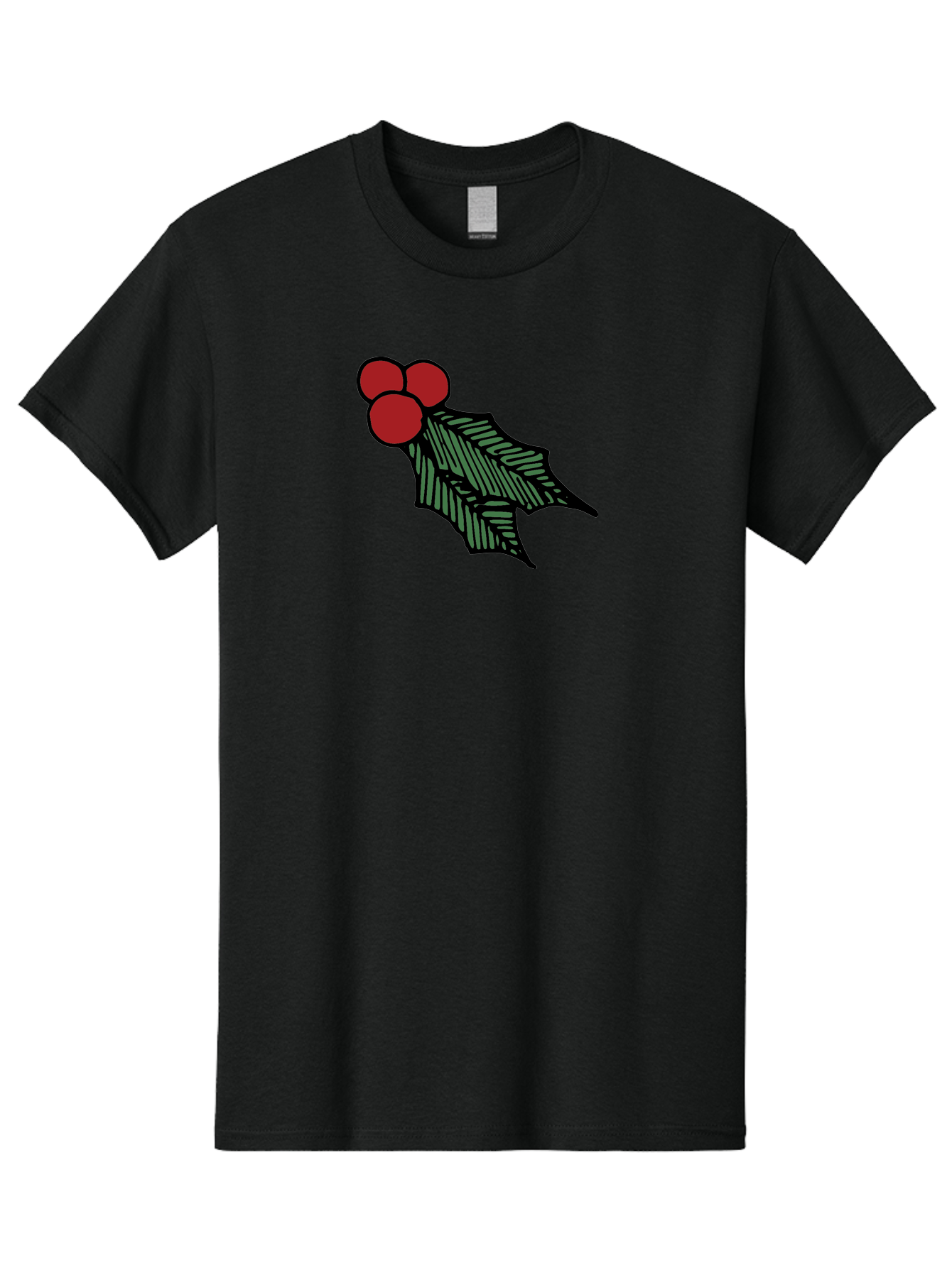 Holly-Leaf-With-Berries Men'S Graphic Tee, 100% Cotton, Comfortable Casual Summer Wear, Machine Washable, Holiday Decor, Festive Illustration, Christmas Symbolism, Holly Leaves, Red Berries, Winter Decoration, Seasonal Graphics -  Aaa933 9