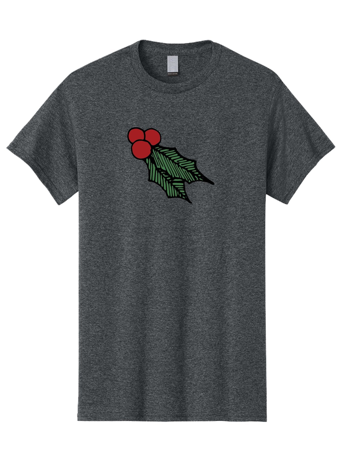 Holly-Leaf-With-Berries Men'S Graphic Tee, 100% Cotton, Comfortable Casual Summer Wear, Machine Washable, Holiday Decor, Festive Illustration, Christmas Symbolism, Holly Leaves, Red Berries, Winter Decoration, Seasonal Graphics -  Aaa933 15
