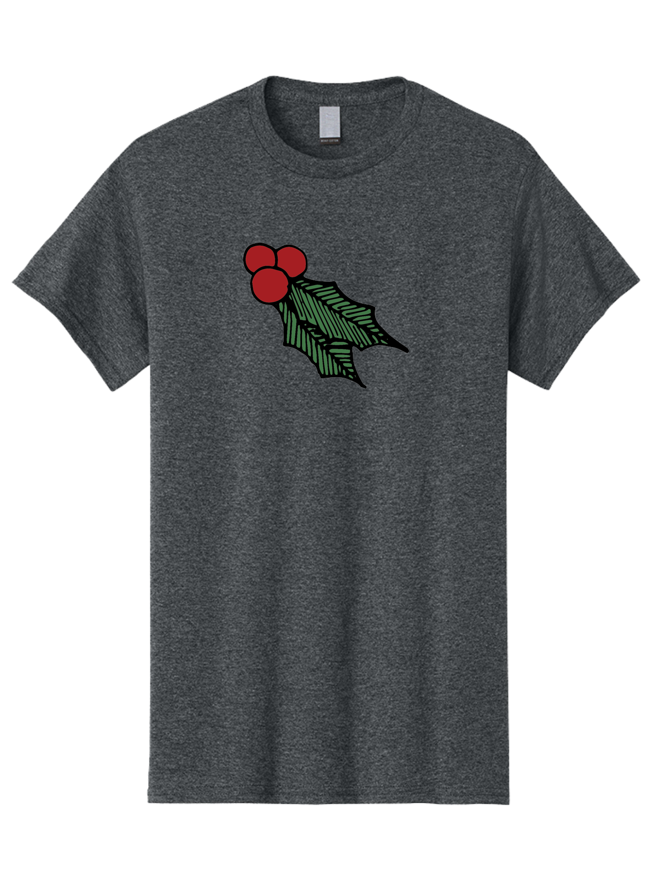 Holly-Leaf-With-Berries Men'S Graphic Tee, 100% Cotton, Comfortable Casual Summer Wear, Machine Washable, Holiday Decor, Festive Illustration, Christmas Symbolism, Holly Leaves, Red Berries, Winter Decoration, Seasonal Graphics -  Aaa933 3