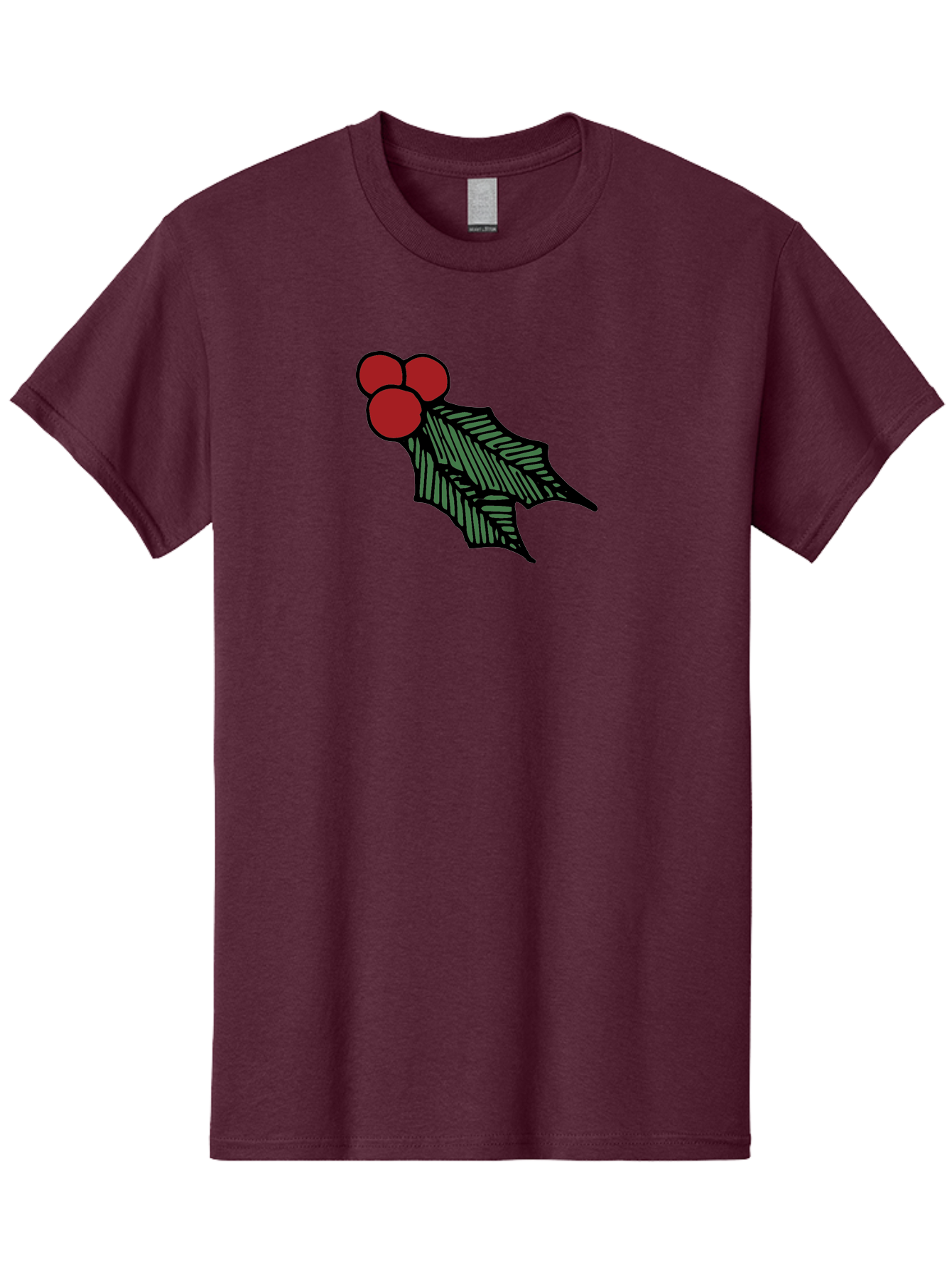 Holly-Leaf-With-Berries Men'S Graphic Tee, 100% Cotton, Comfortable Casual Summer Wear, Machine Washable, Holiday Decor, Festive Illustration, Christmas Symbolism, Holly Leaves, Red Berries, Winter Decoration, Seasonal Graphics -  Aaa933 11