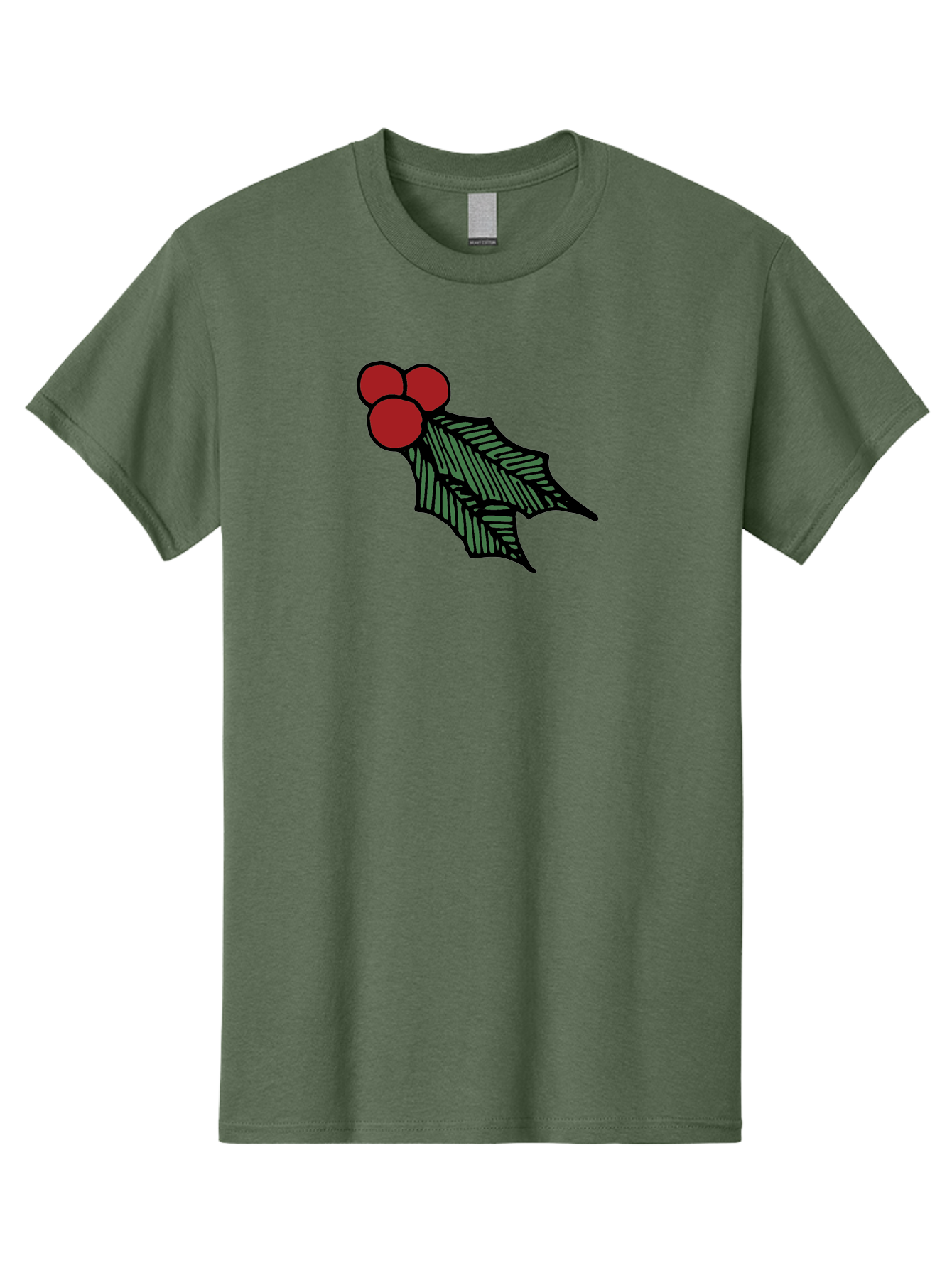 Holly-Leaf-With-Berries Men'S Graphic Tee, 100% Cotton, Comfortable Casual Summer Wear, Machine Washable, Holiday Decor, Festive Illustration, Christmas Symbolism, Holly Leaves, Red Berries, Winter Decoration, Seasonal Graphics -  Aaa933 23